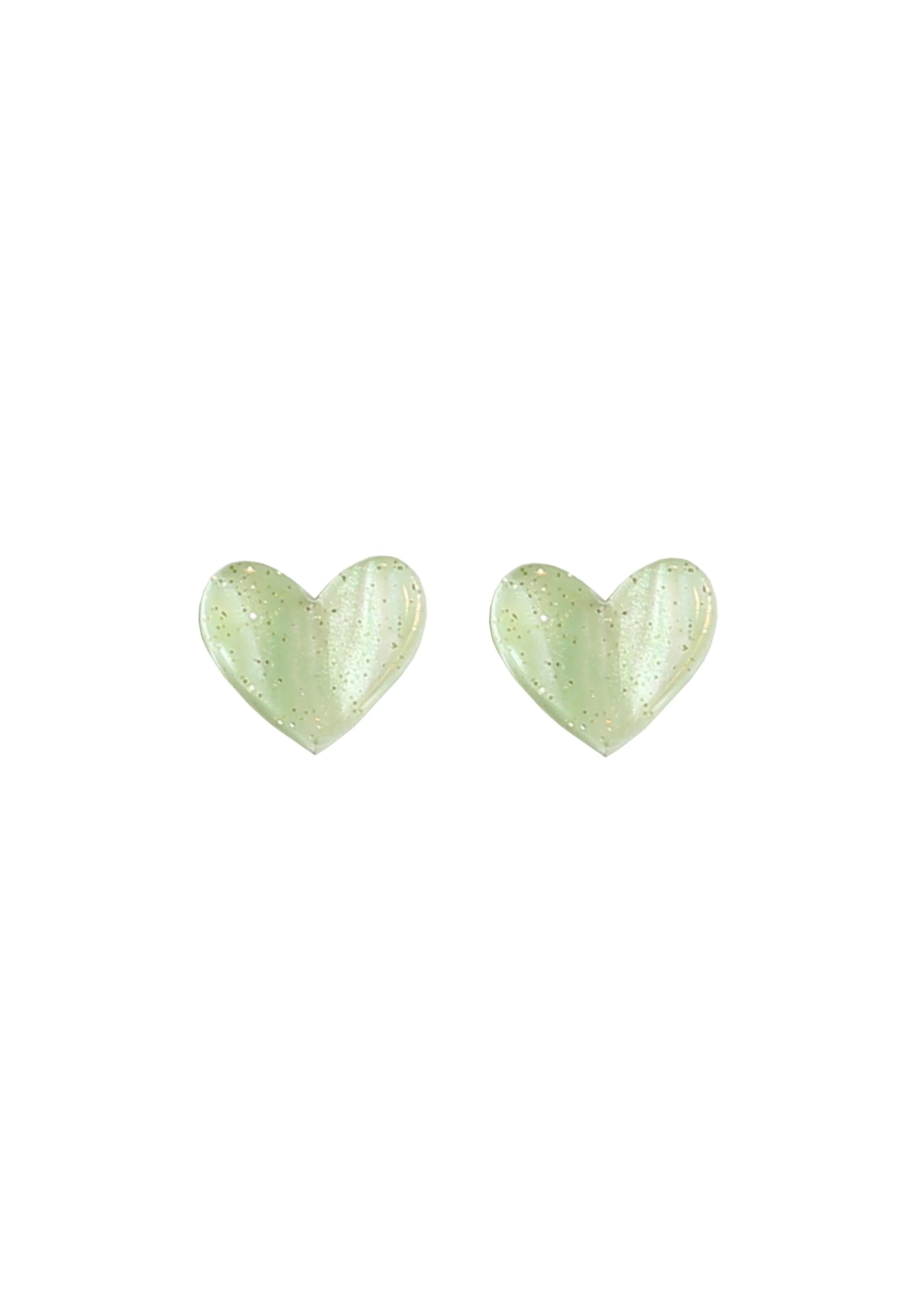 Mini Heart Studs - Green Pearl