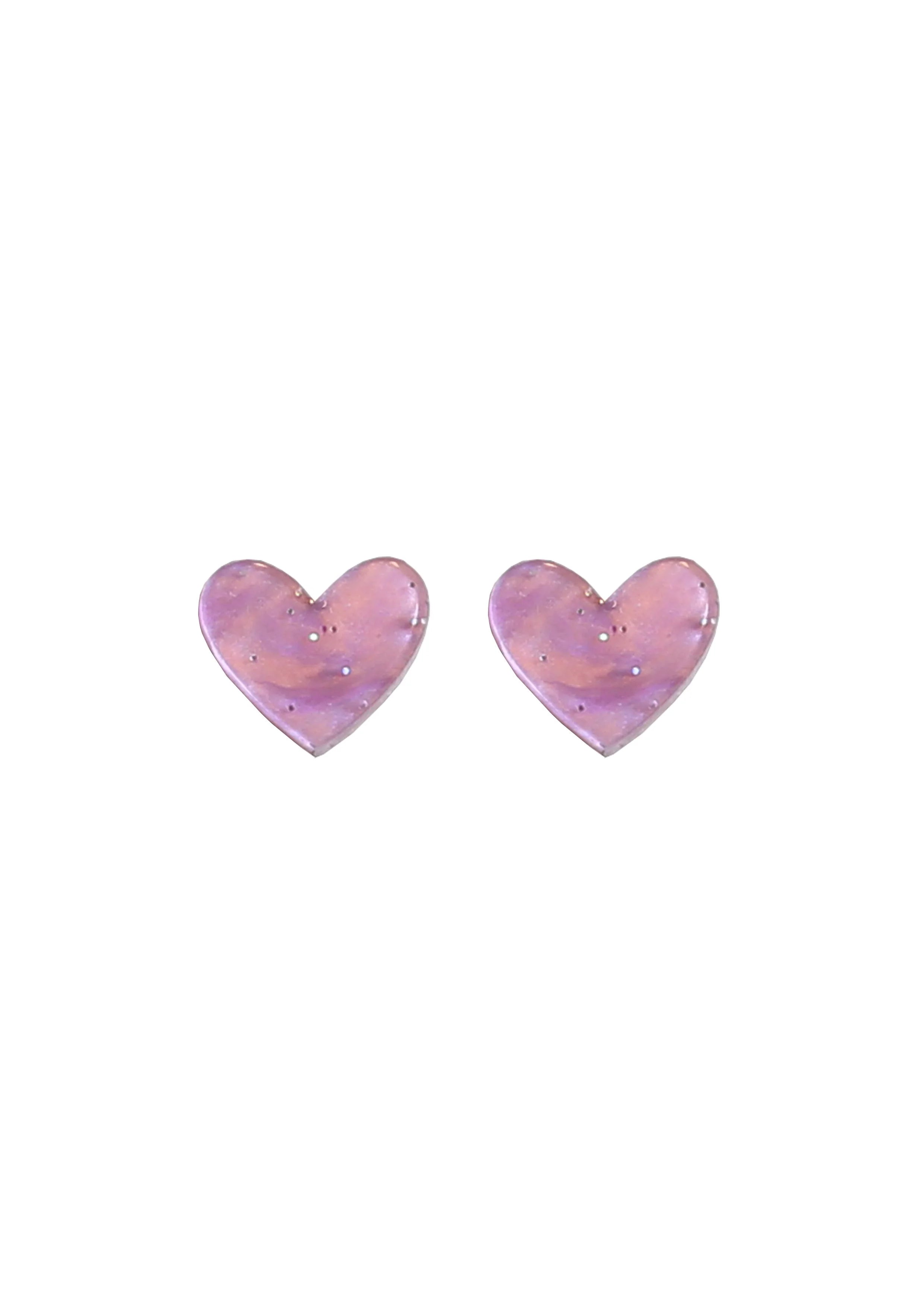 Mini Heart Studs - Purple Pearl
