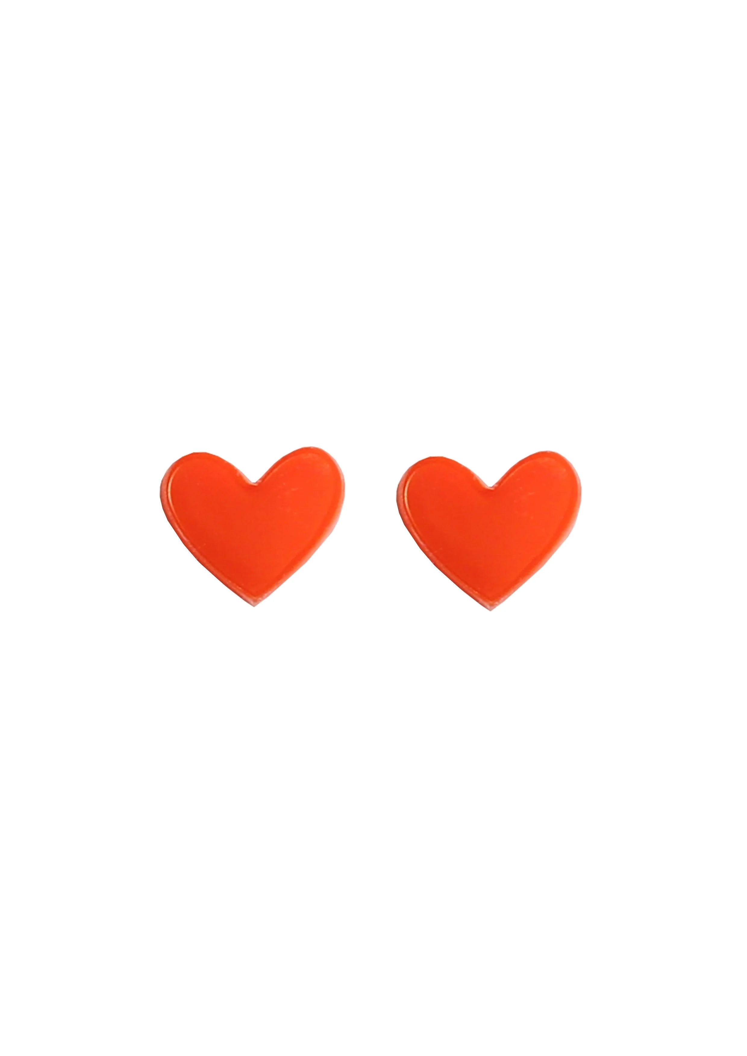 Mini Heart Studs - Red Gloss