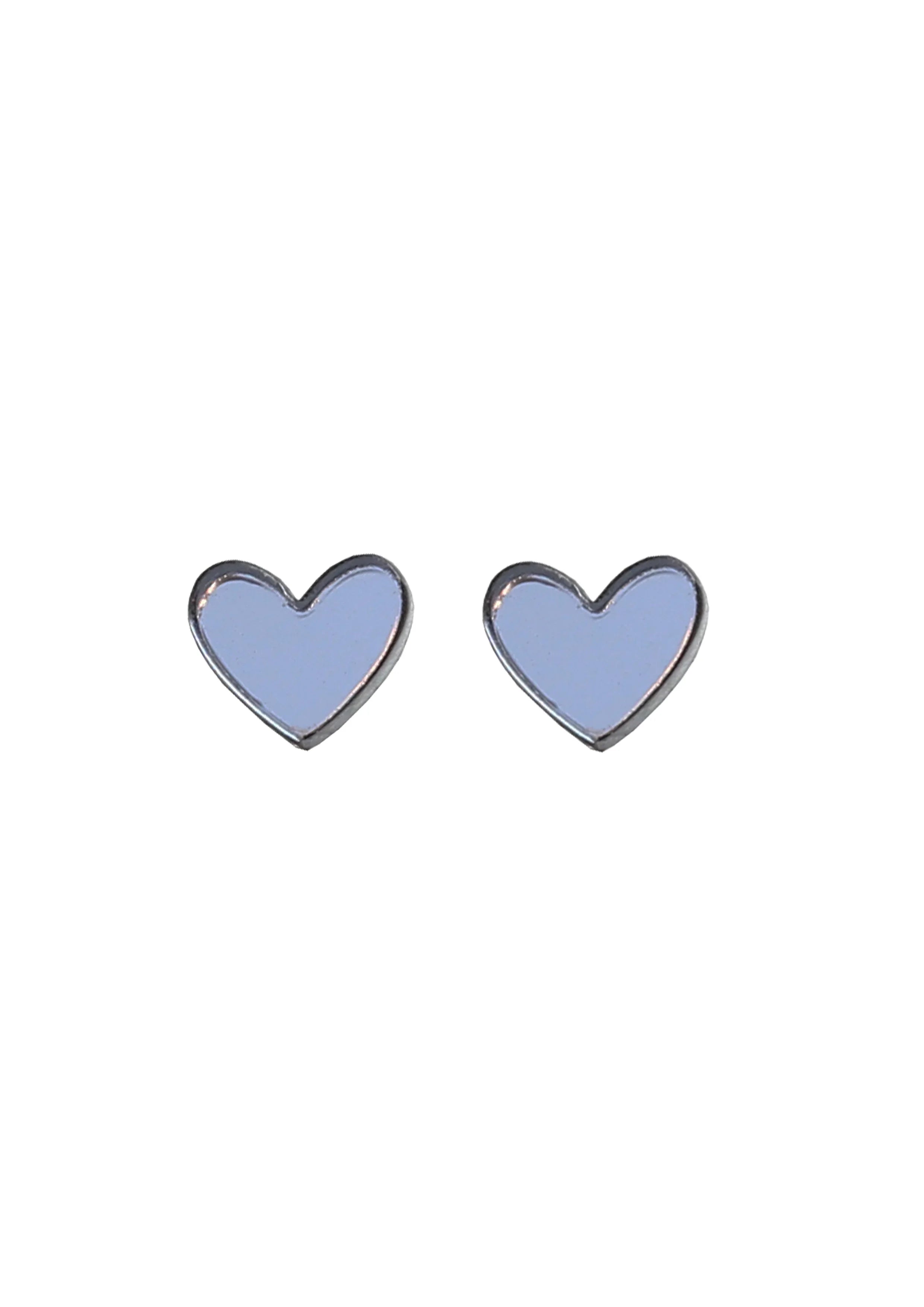 Mini Heart Studs - Steel Mirror
