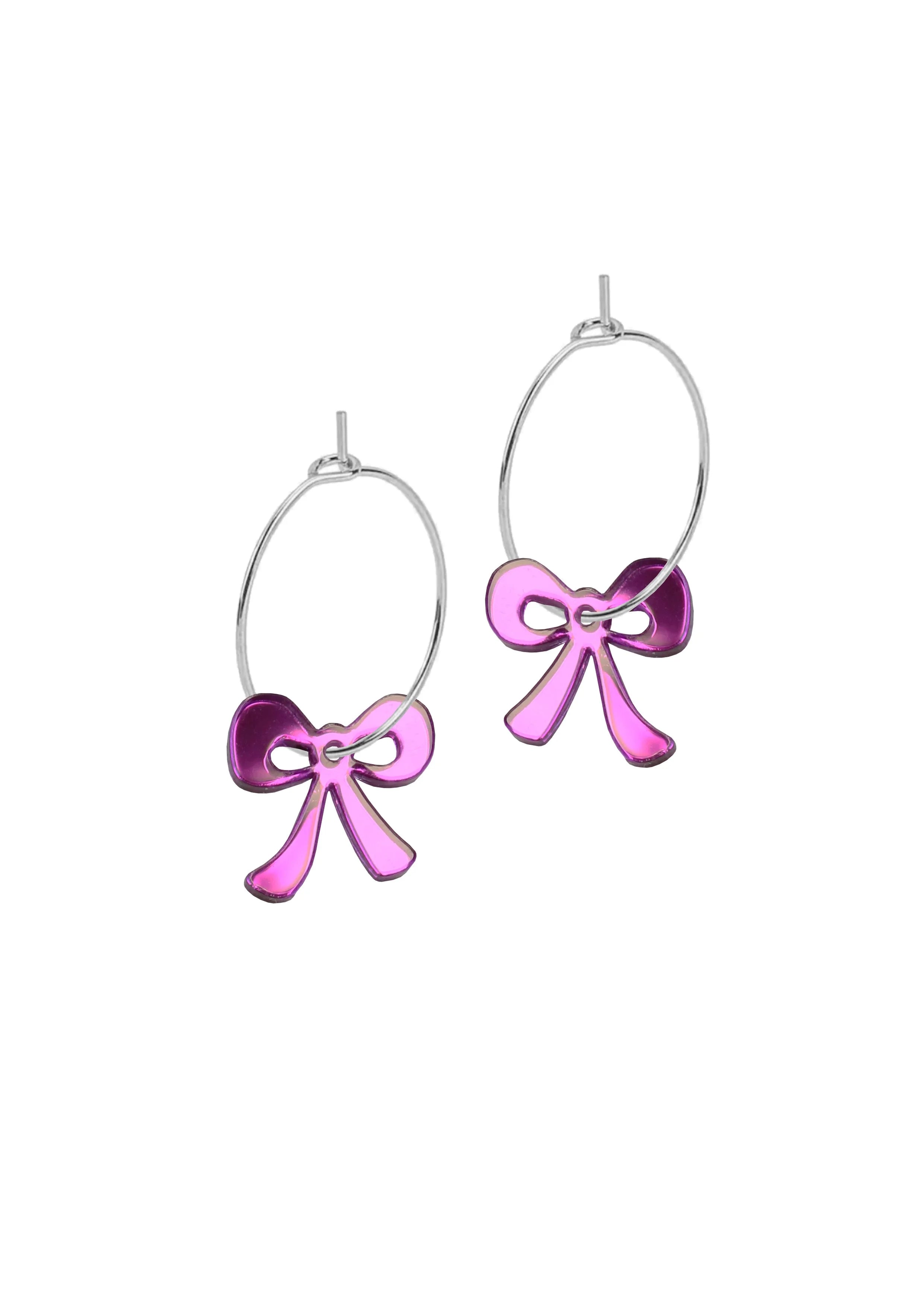 Mini Hoop Charms - Bow Purple