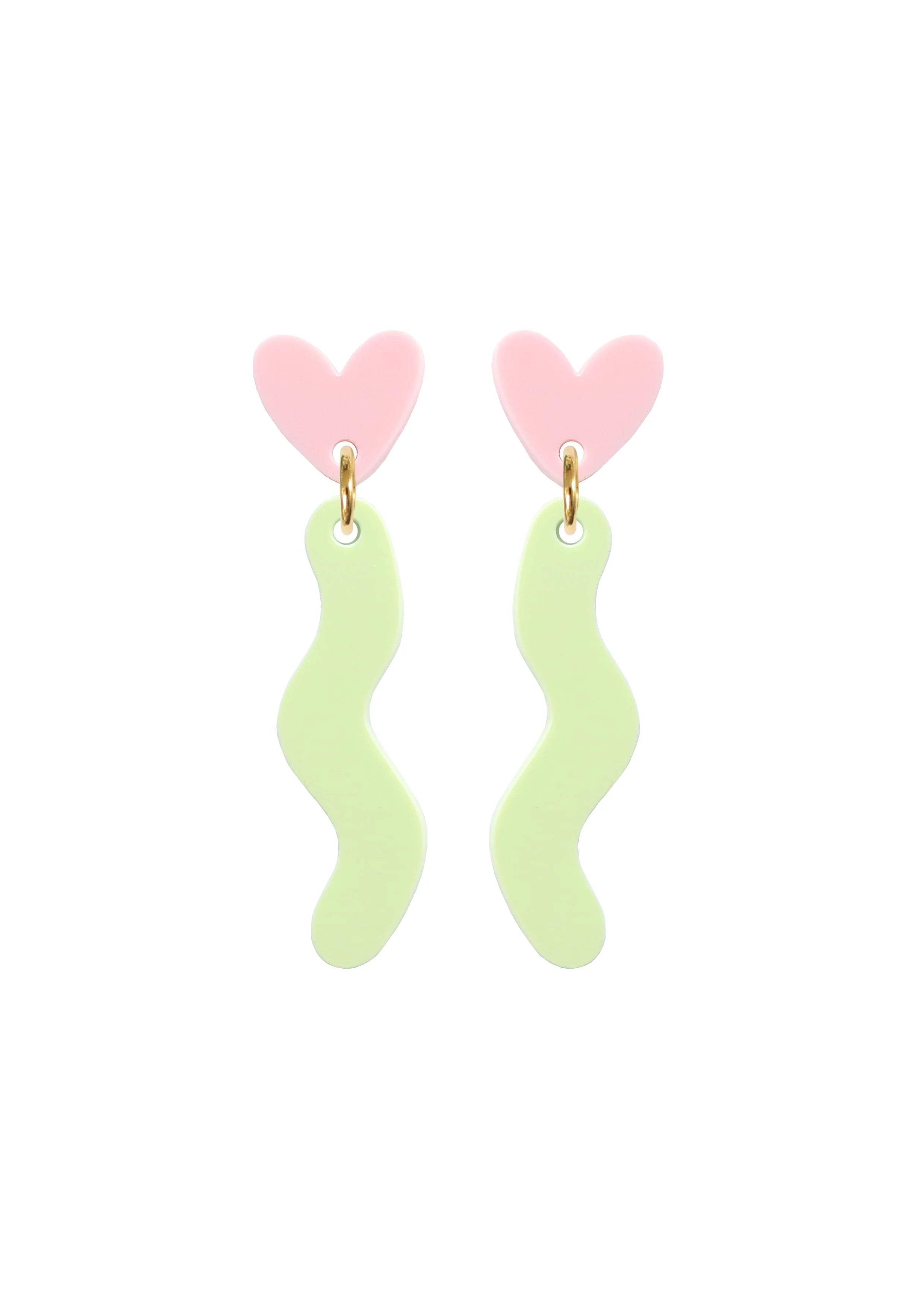 Squiggle Heart Drop Pink and Pistachio