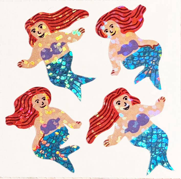 Sparkle mermaid sticker sheet, detail