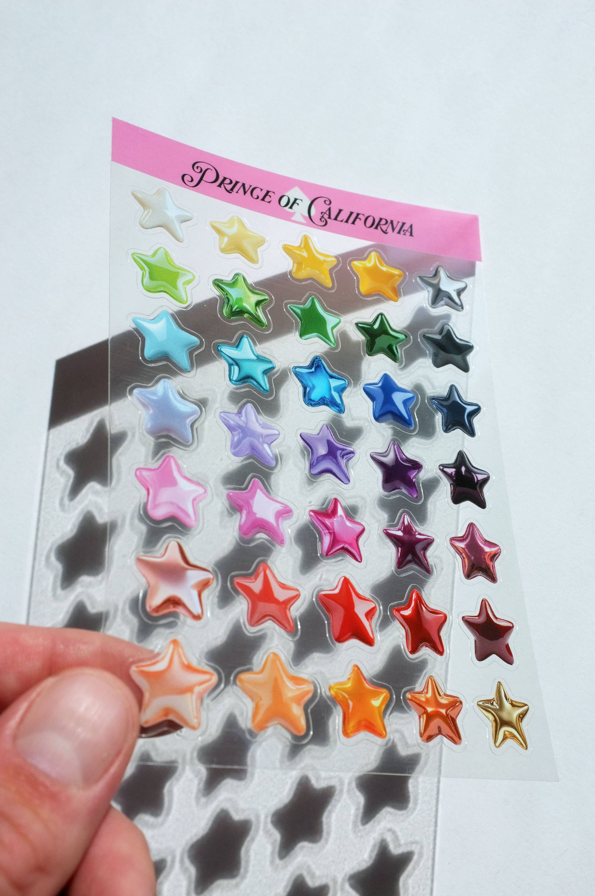 Prince of California Transparent Rainbow Star Sticker Sheet
