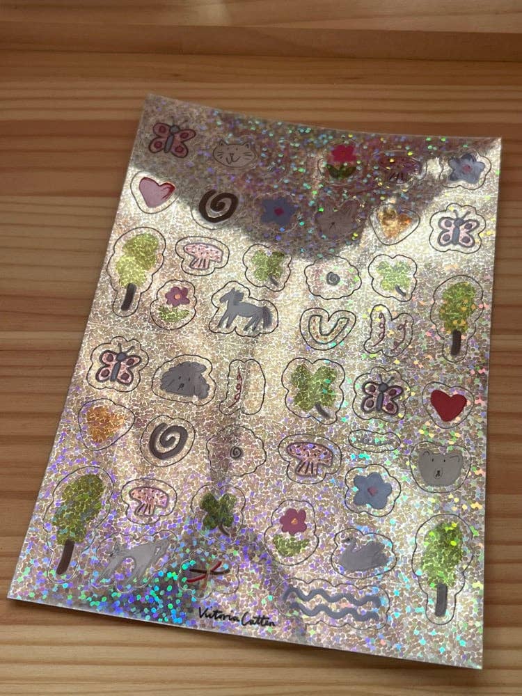 All the pals world glitter vinyl sticker sheet