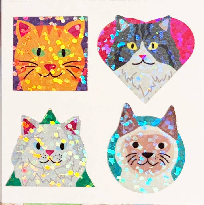 Sparkle Cats Learn Shapes Stickers Sheet