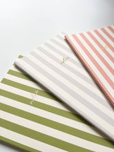 Load image into Gallery viewer, Striped Notebook with Contrast Color: A5 / Olive Green
