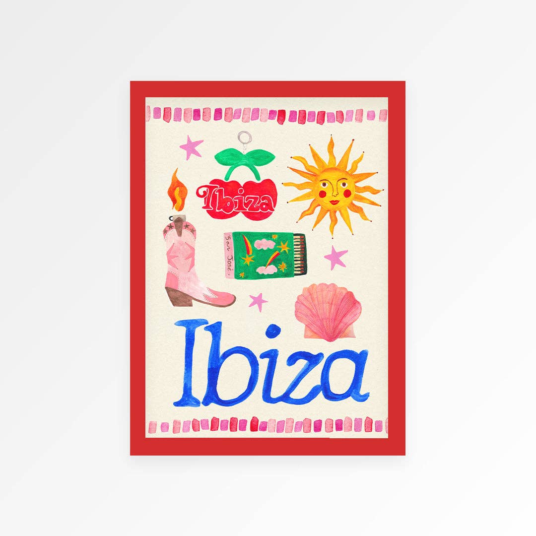 Ibiza Travel Trinket Hand Painted Print A3