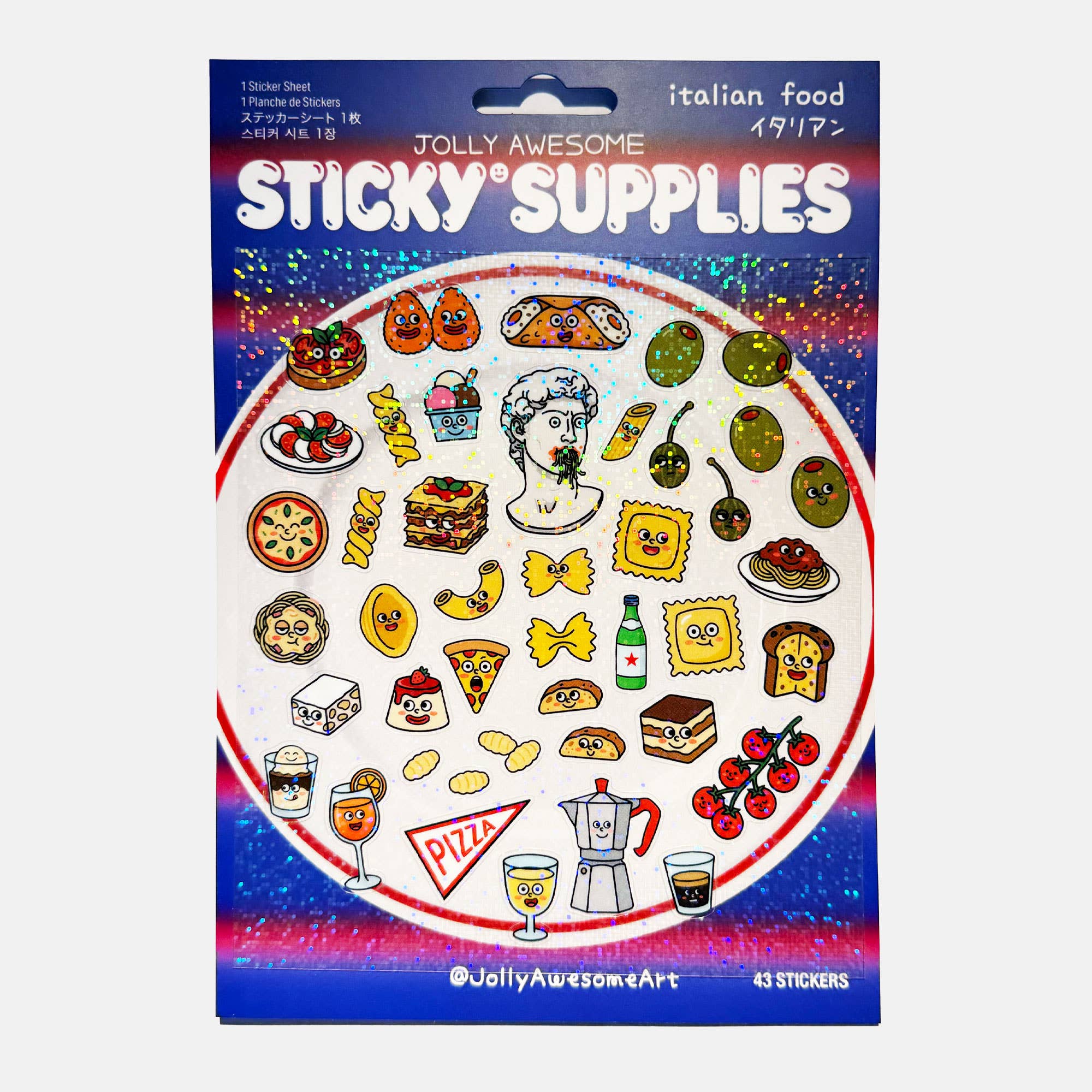 ITALIAN FOOD A5 HOLOGRAPHIC STICKER SHEET