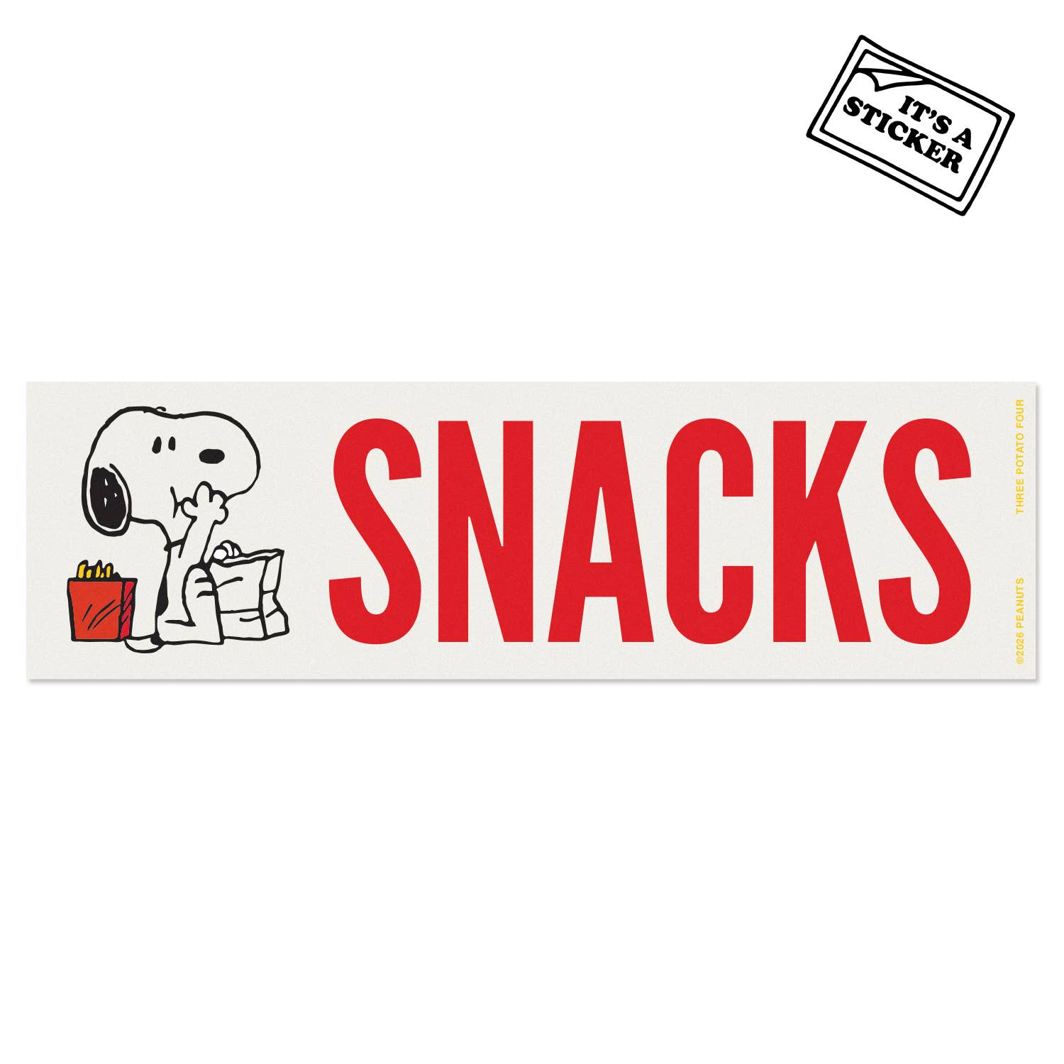 Snoopy Snacks Bumper Sticker by Three Potato Four
