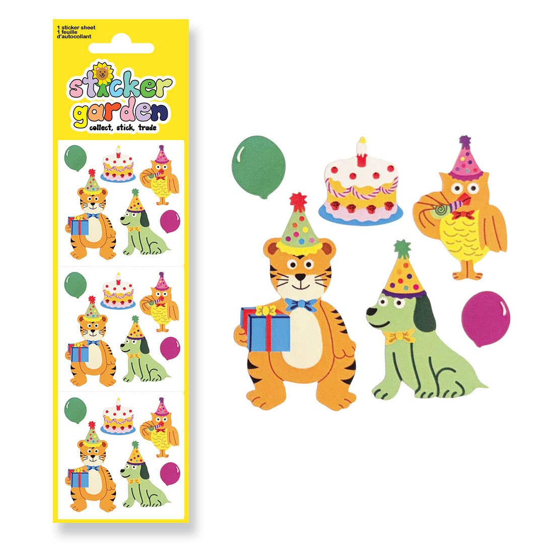 Glossy Birthday Animals Sticker Sheet