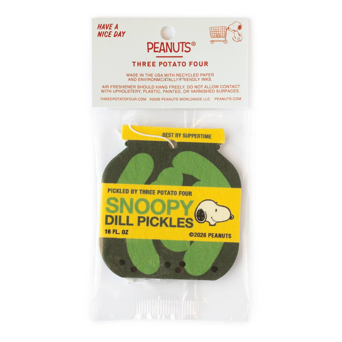 Snoopy Pickle Air Freshener by Three Potato Four, Grocery range, styled shot