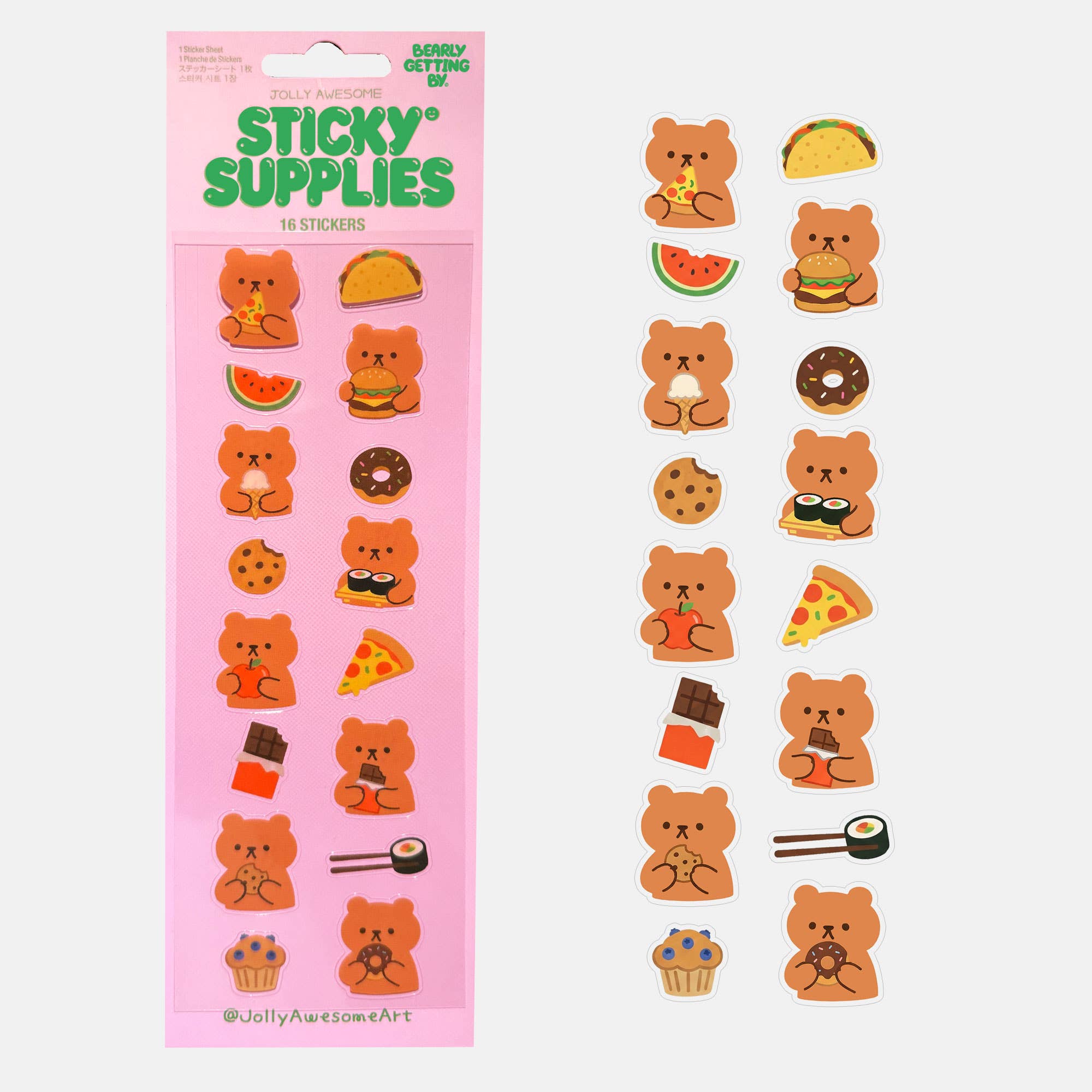 BEARLY GETTING BY FOOD STICKER SHEET