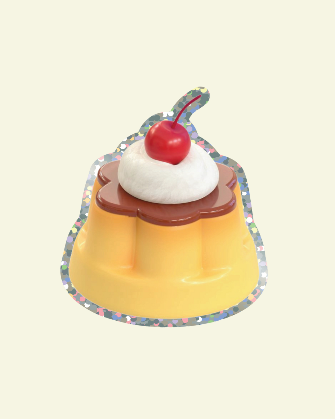 Purin Japanese Custard Pudding Vinyl Glitter Sticker