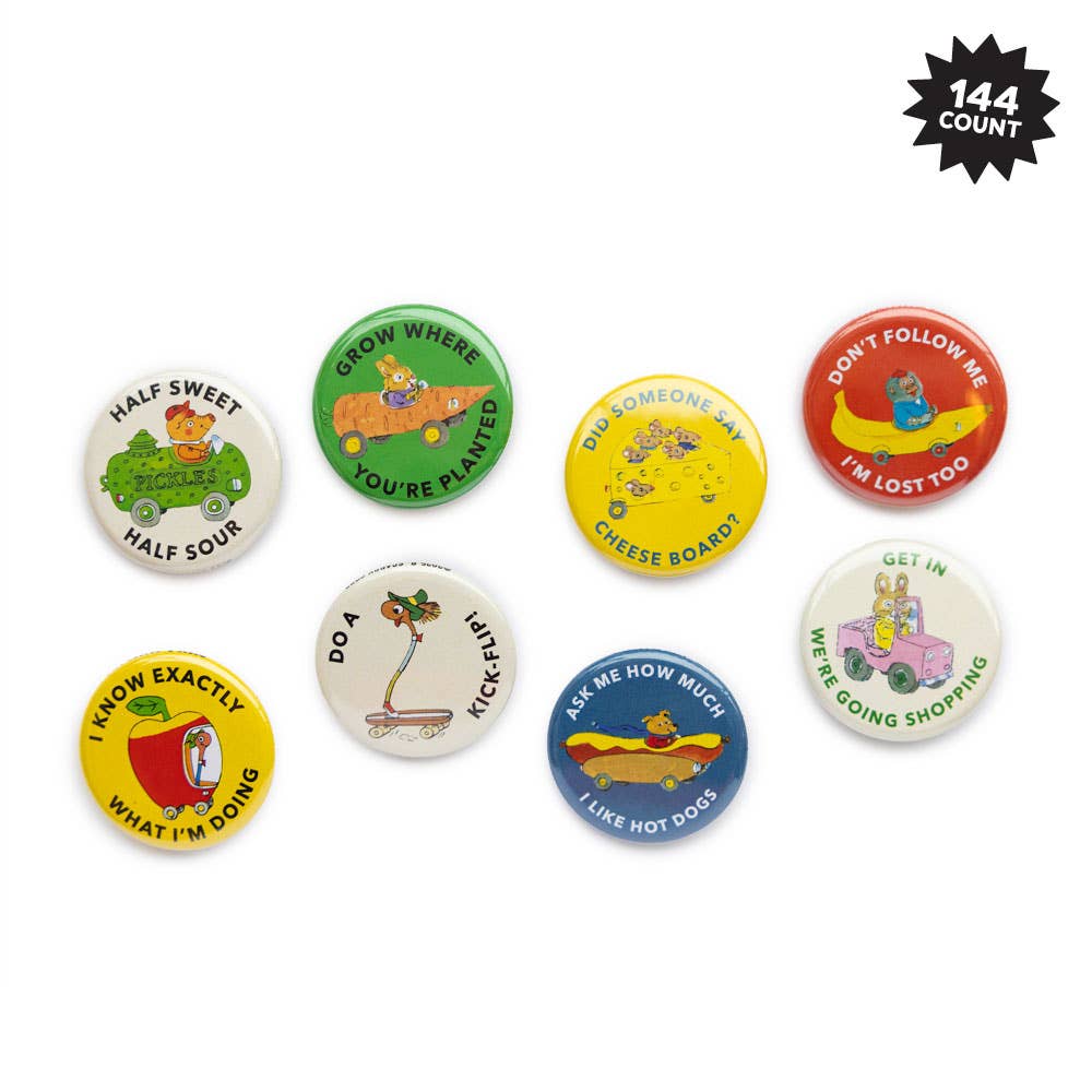 3P4 x Richard Scarry Button Box Cars and Trucks - pin badge selection