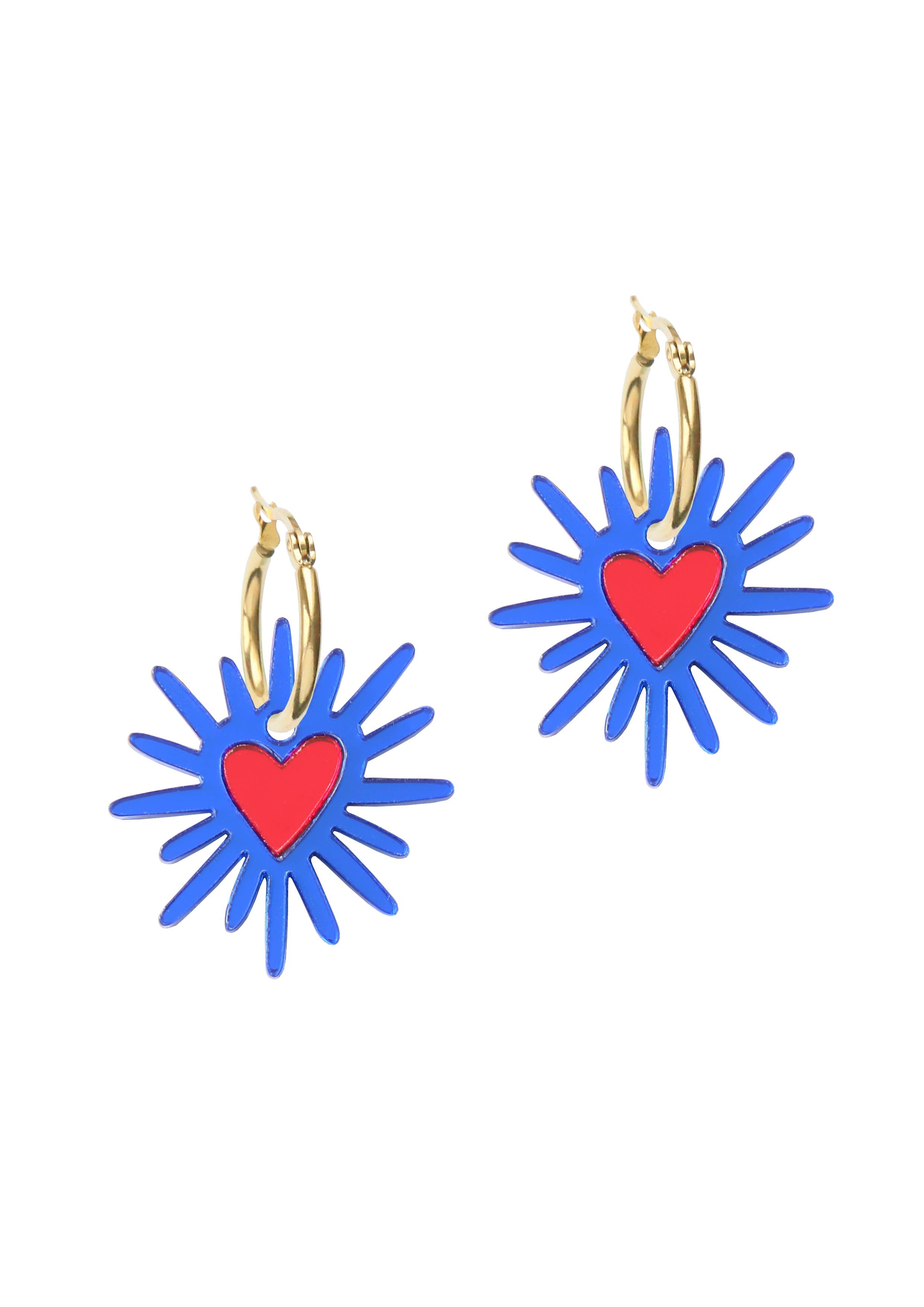 Shining Heart Hoops: Baby Blue + Red