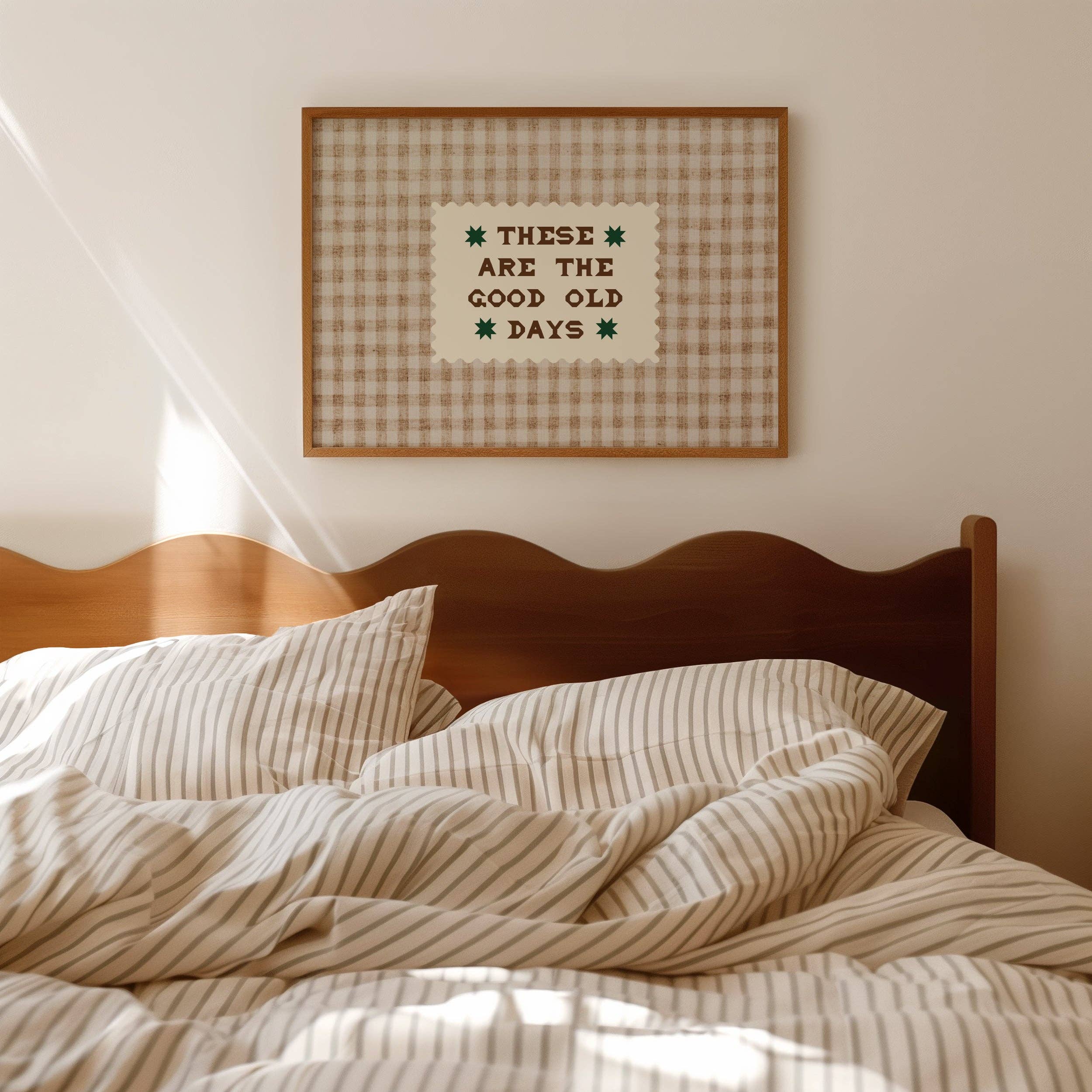 These Are The Good Old Days Gingham Print: Brown / Unframed / A5