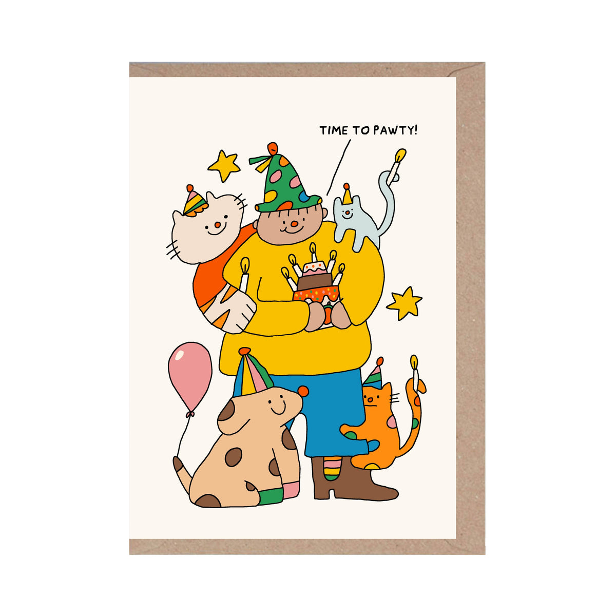 Time to Pawty - Birthday Card - Dog - Animal - Fun - Party