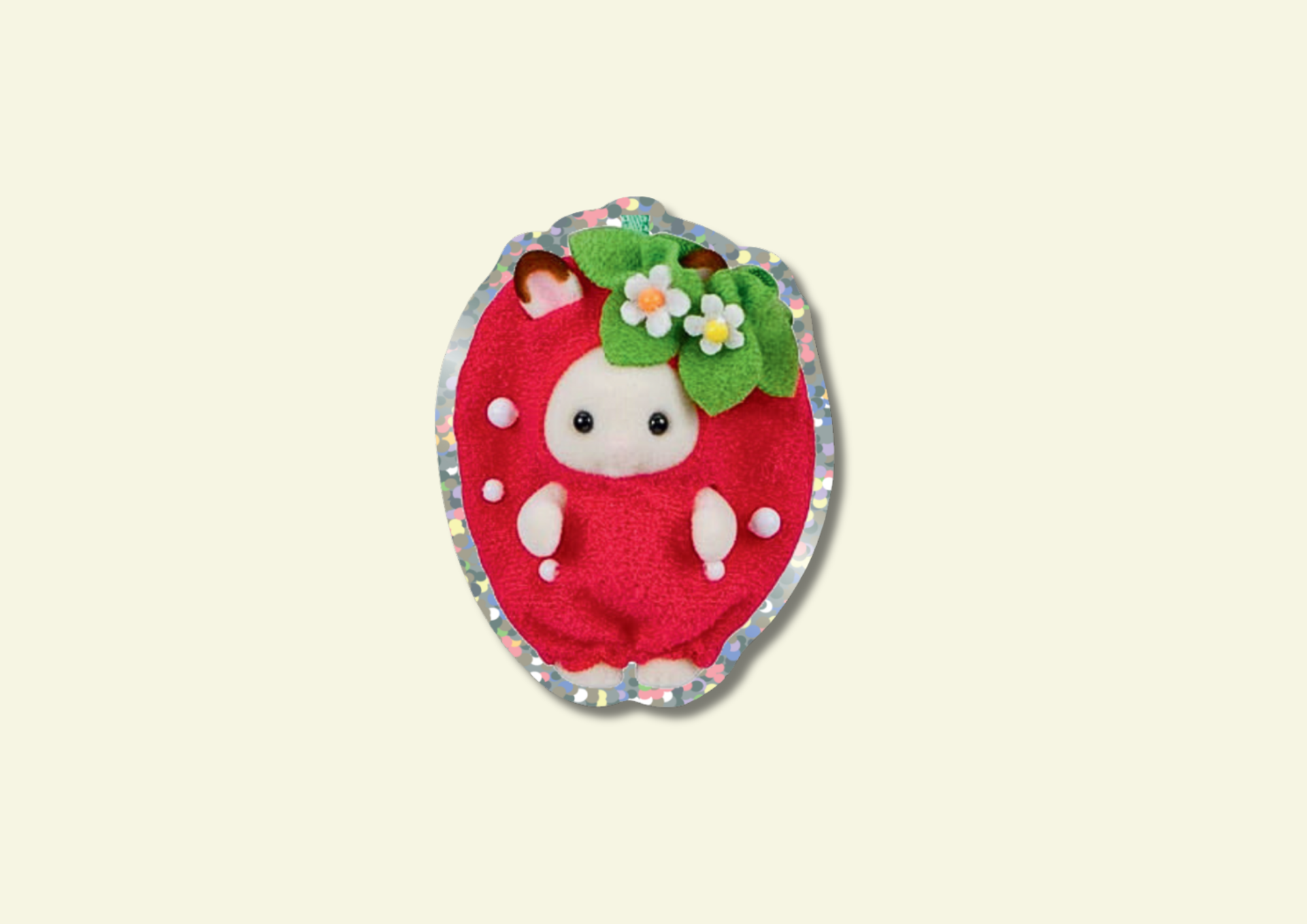 Strawberry Rabbit Glitter Vinyl Sticker 