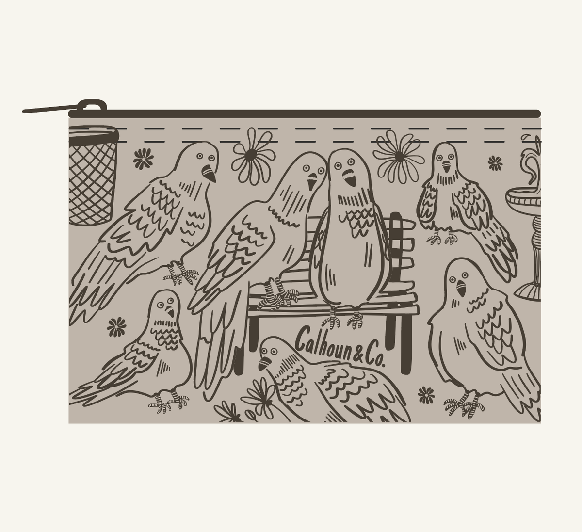 Park Pigeons Zipper Pouch 