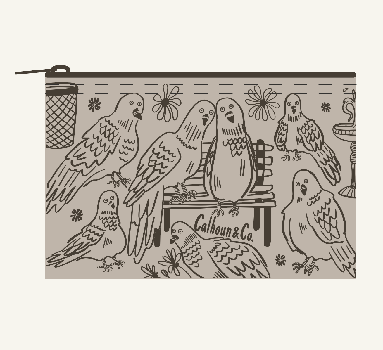 Park Pigeons Zipper Pouch 