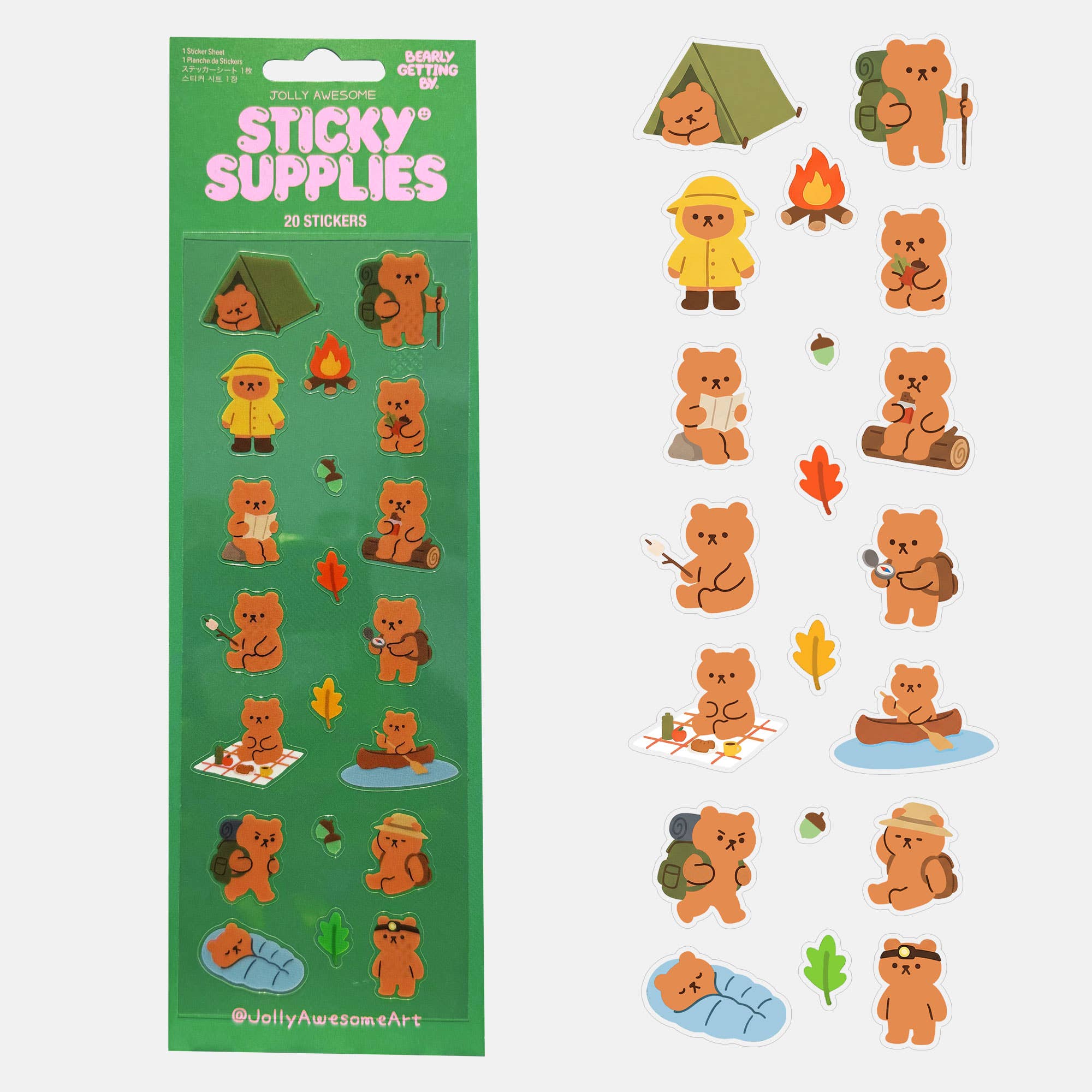 BEARLY GETTING BY OUTDOORS STICKER SHEET