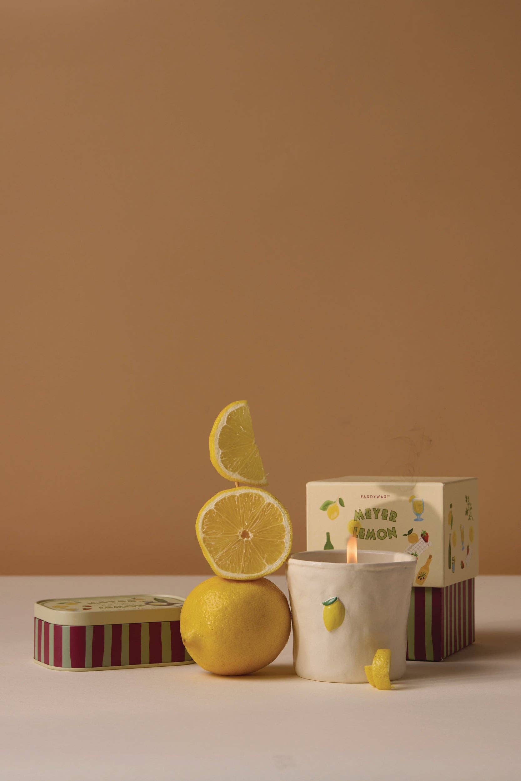 Paddywax Bistro Meyer lemon candle, side view
