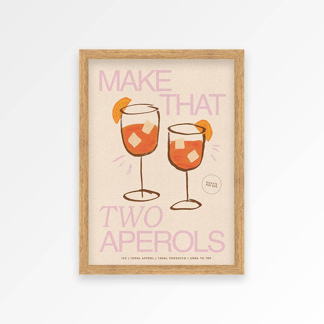 Aperol print teal A3 unframed close up