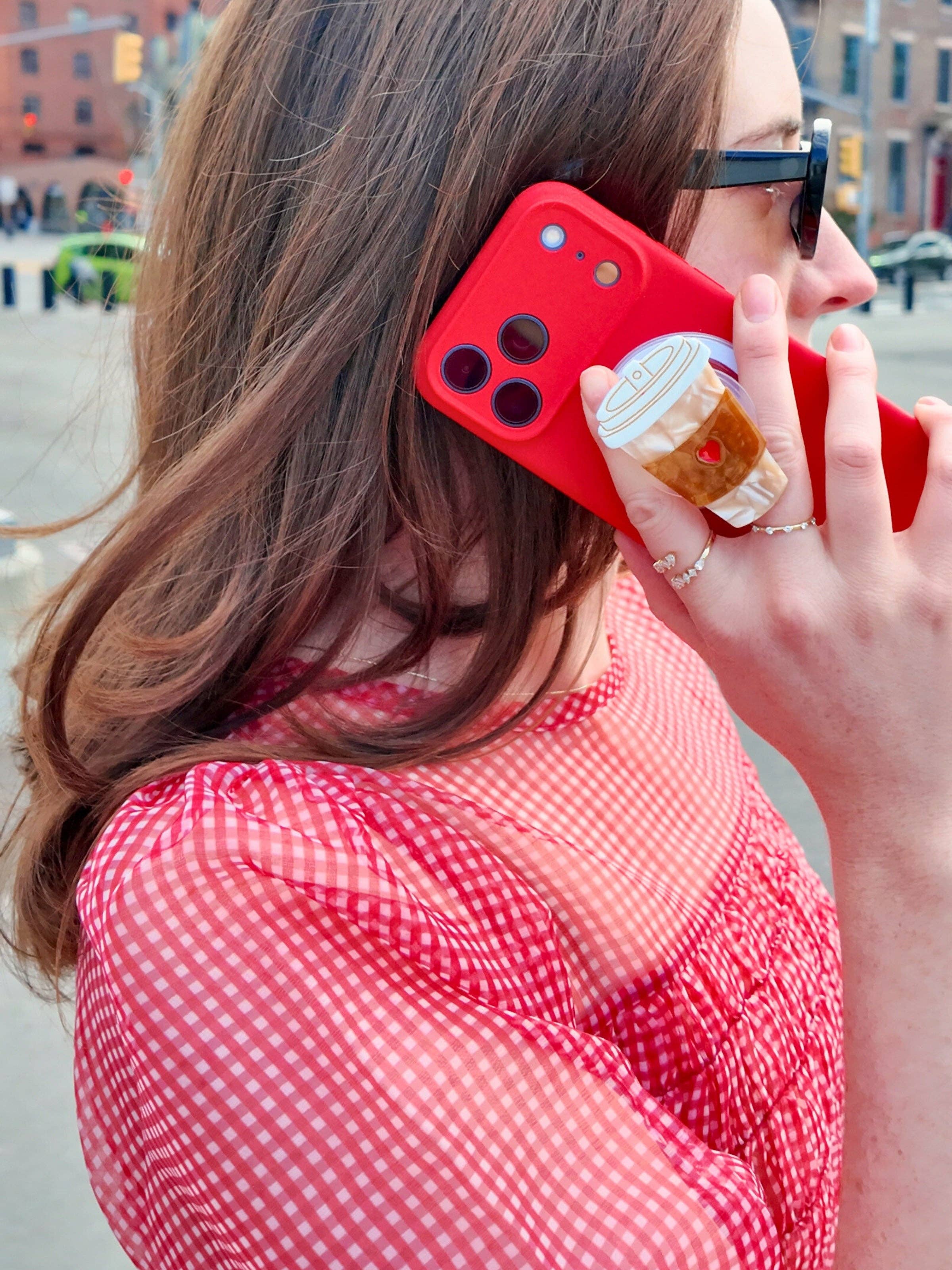 Hand-painted Phone Grip Charm | Coffee Cup | Eco-Friendly