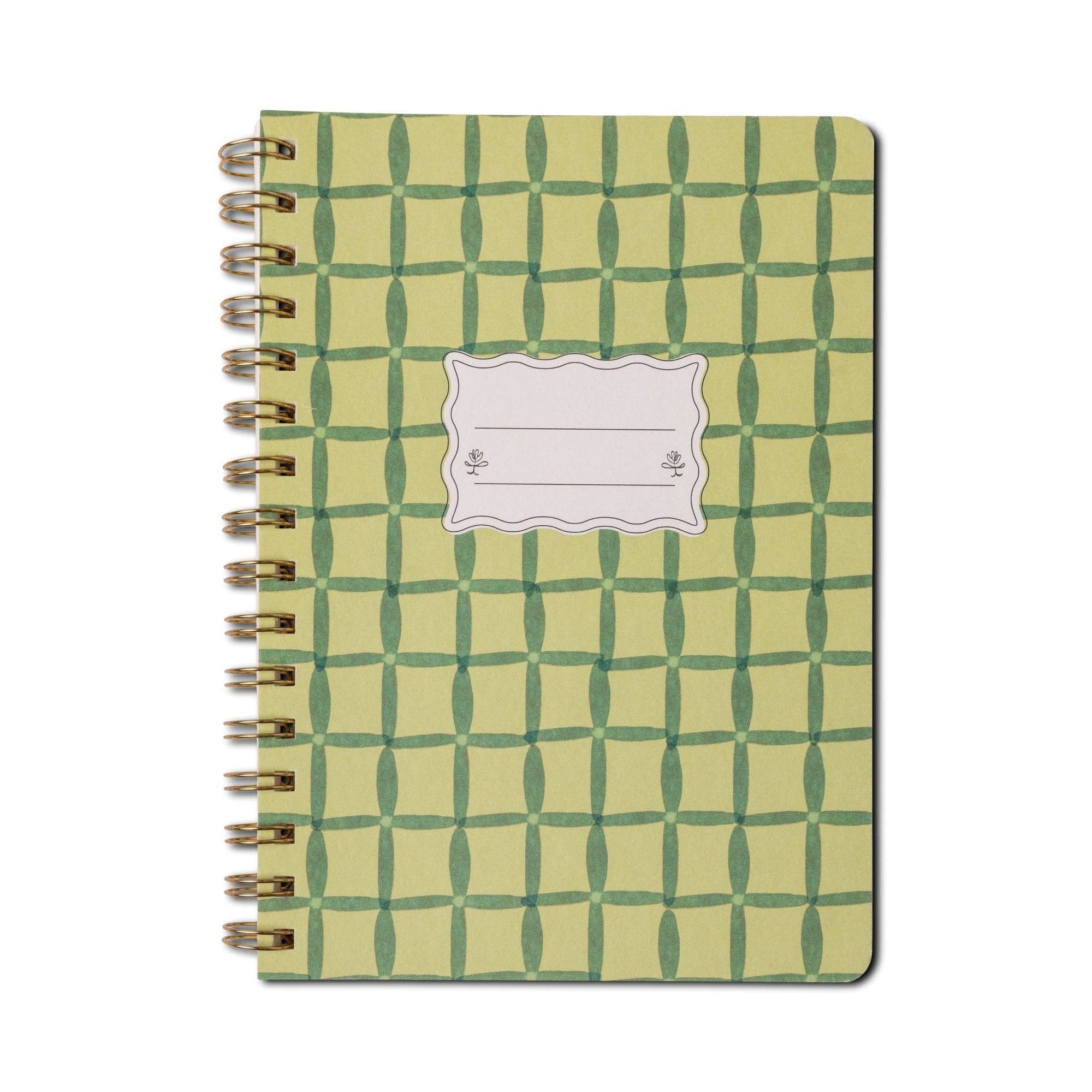 DesignWorks Ink Tulip A5 twin wire notebook in green lattice