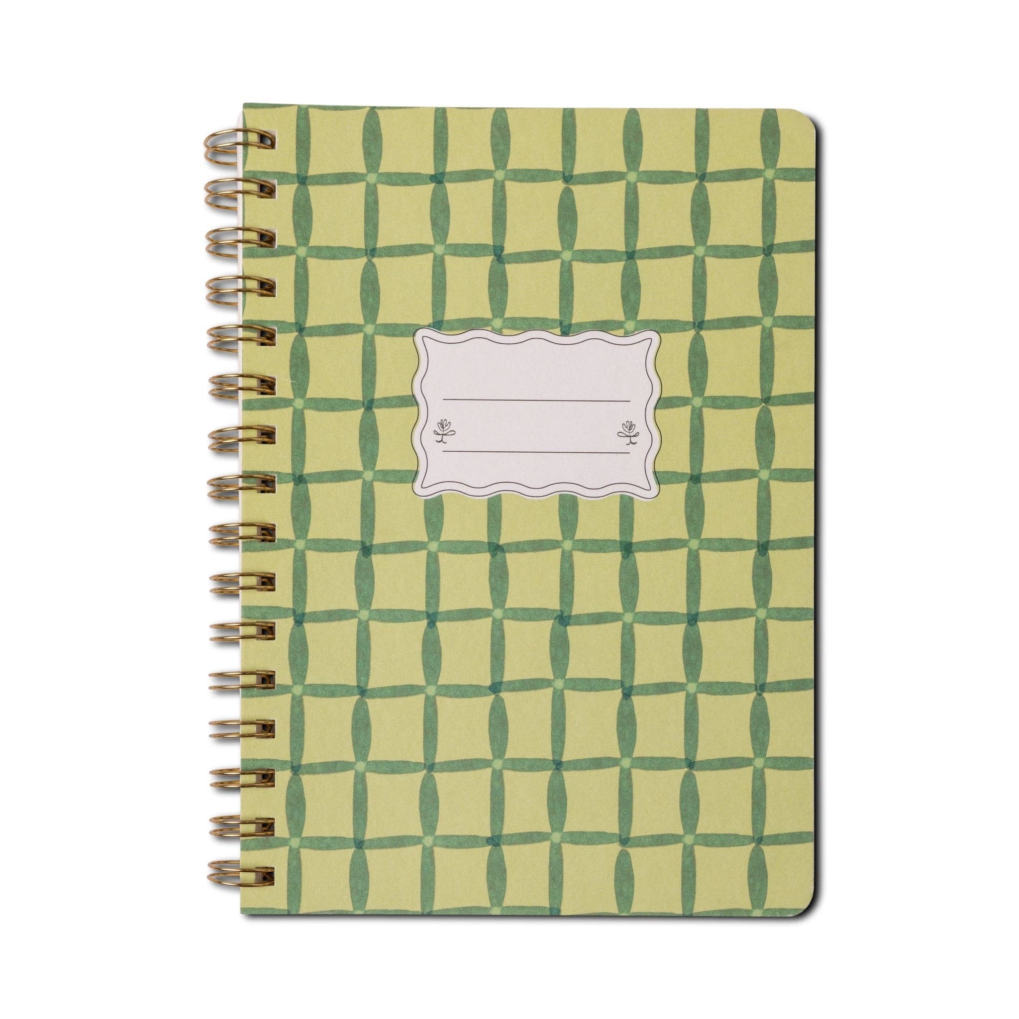 DesignWorks Ink Tulip A5 twin wire notebook in green lattice