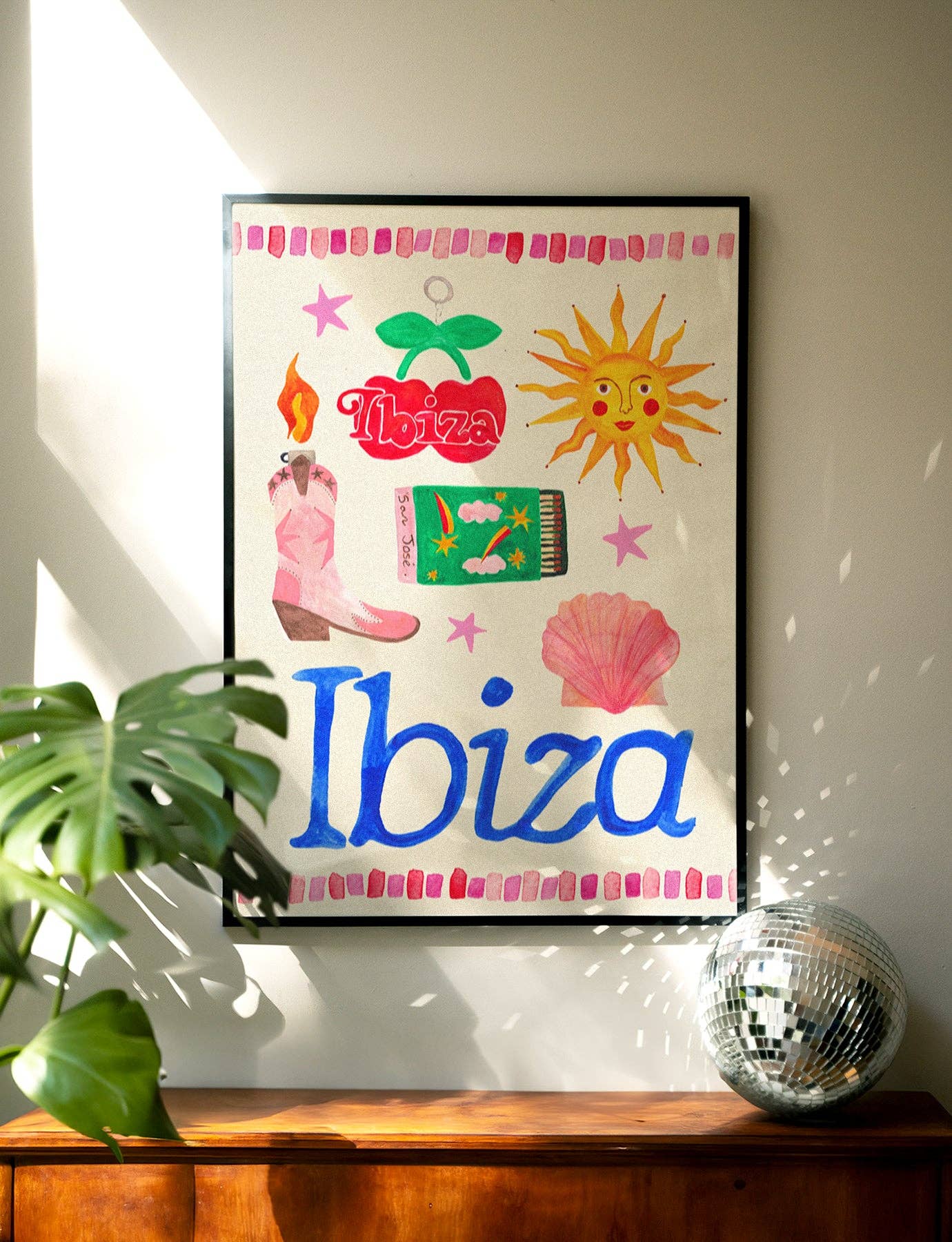 Ibiza Travel Trinket Hand Painted Print A3