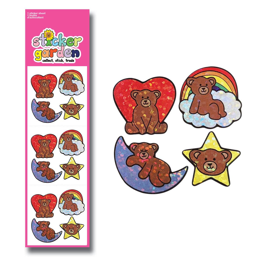 Sparkle Bears in the Clouds Stickers Nostalgia Inspired: English