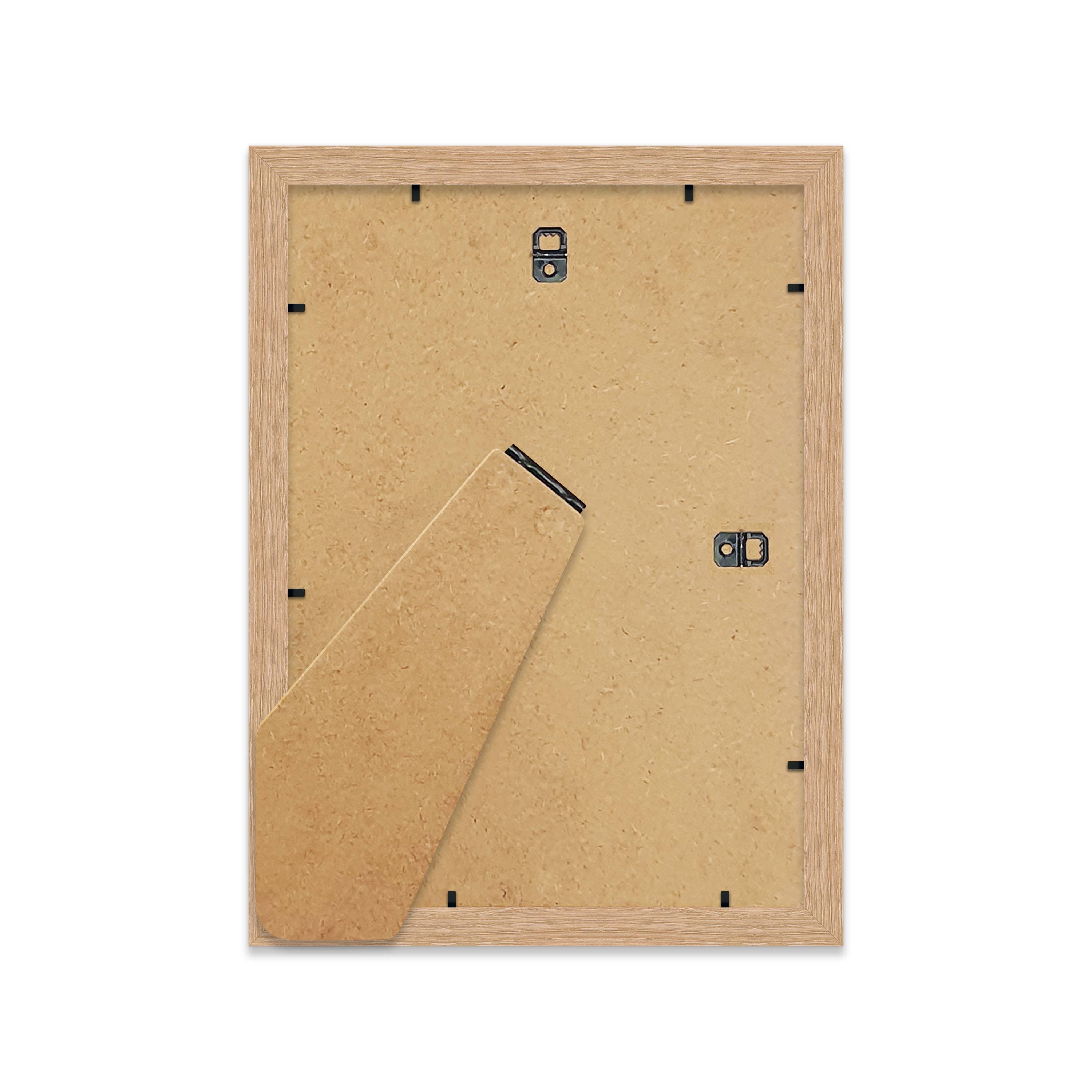 Oak A4 frame with kickstand — freestanding natural frame for desk or shelf