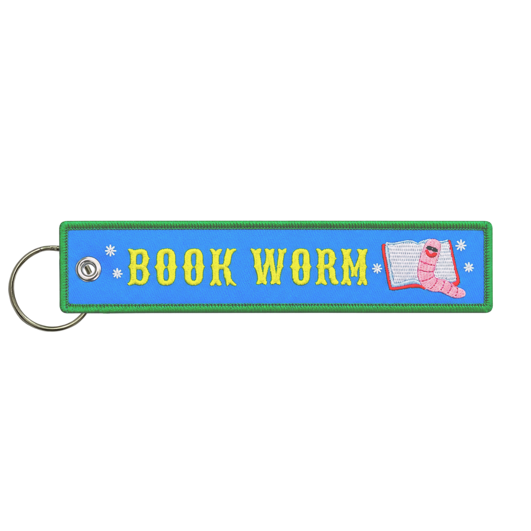 Book Worm Embroidered Keychain