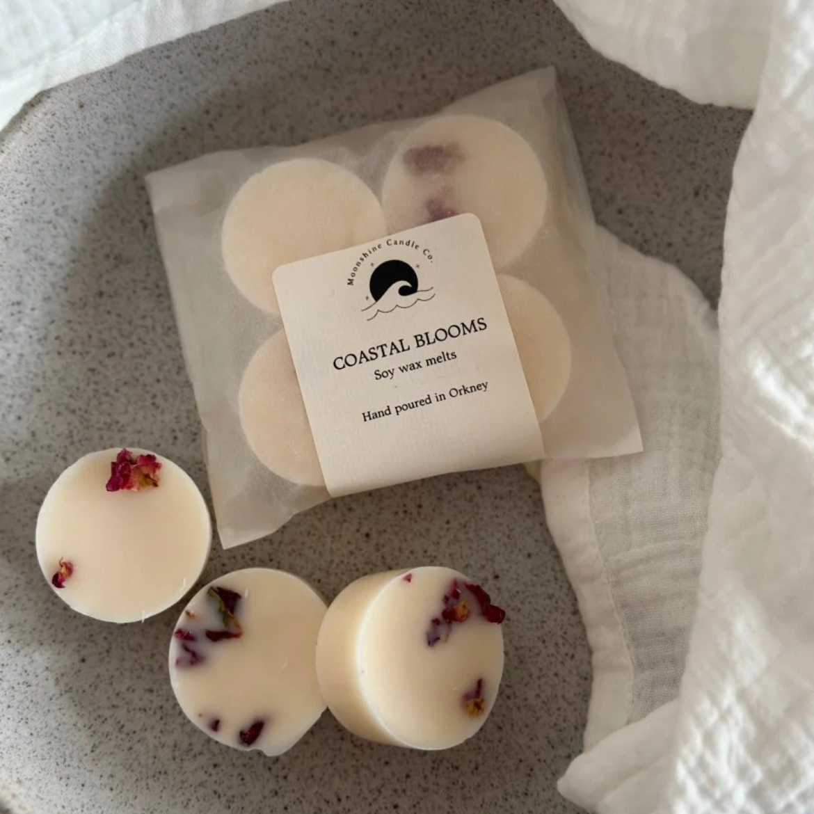 Moonshine Candles Coastal Blooms Luxury Soy Wax Melts Made in Scotland