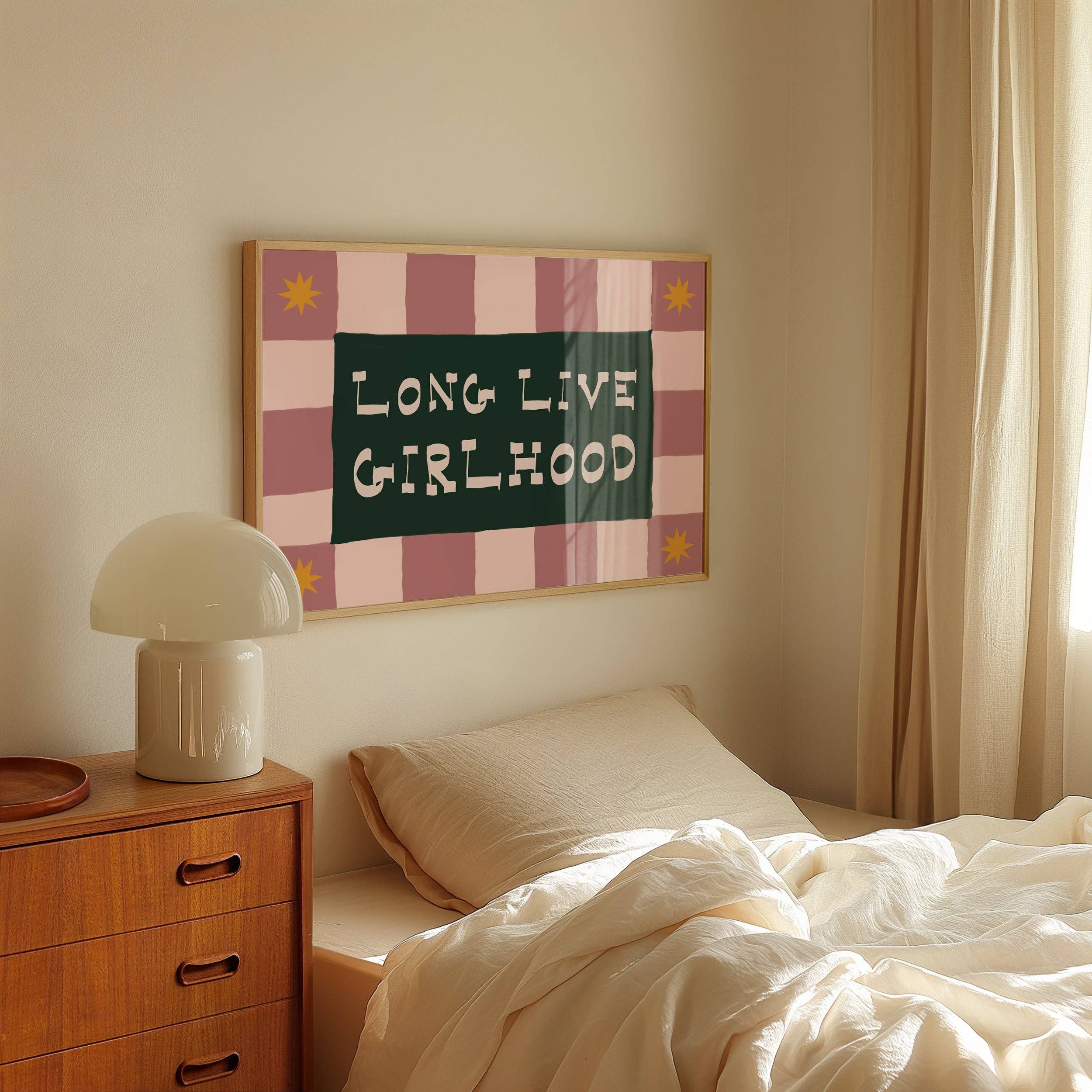 Long Live Girlhood Print: Pink & Green / Unframed / A5