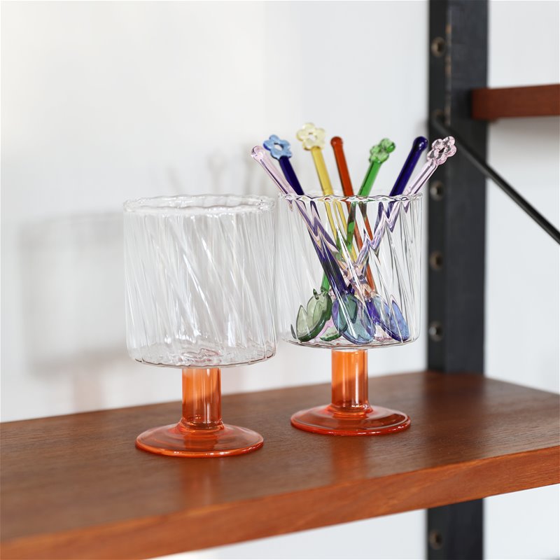 Twirl Glass Set of 2 Orange