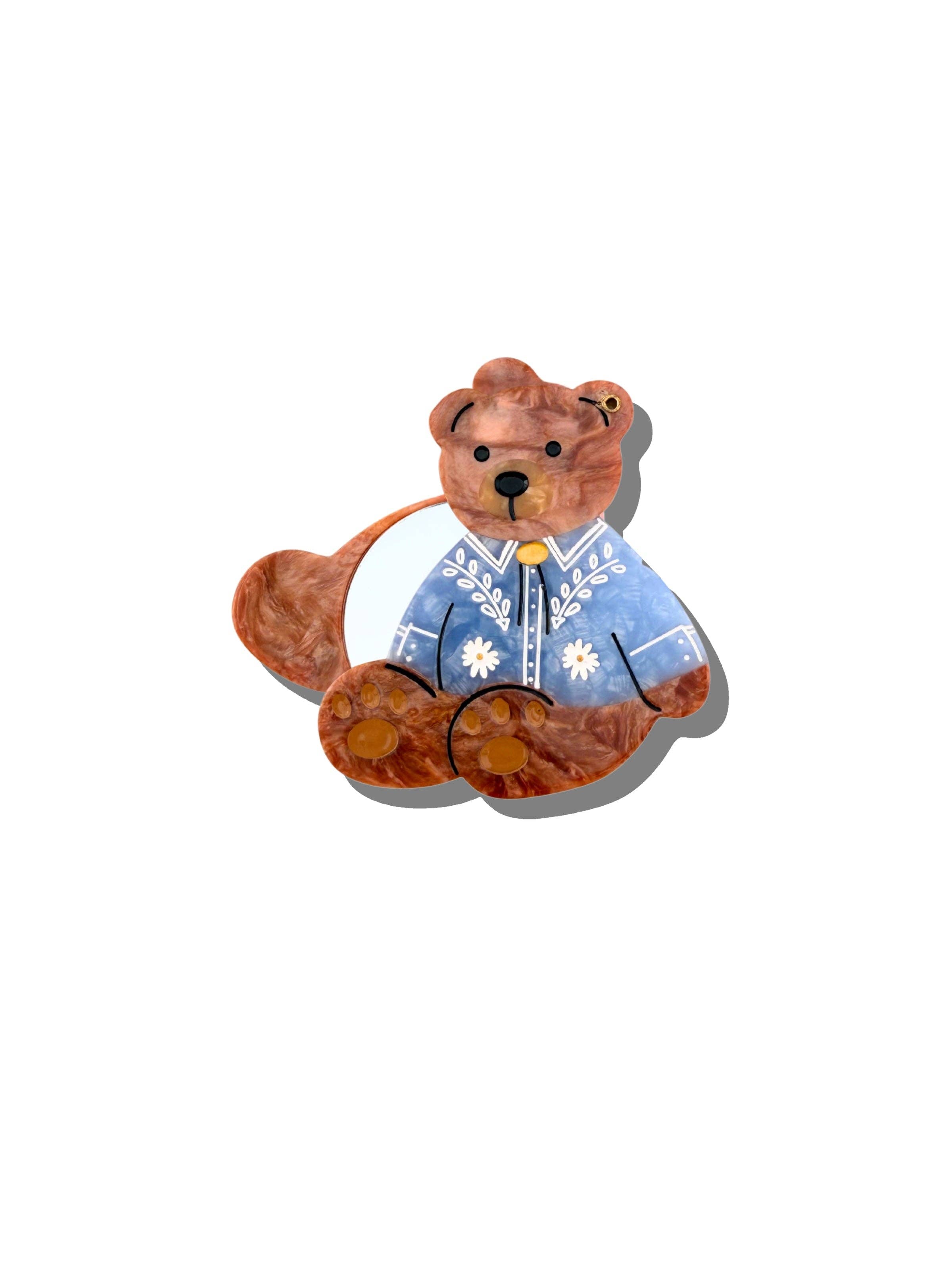 Hand-painted Compact Mirror | Western Teddy | Eco Friendly