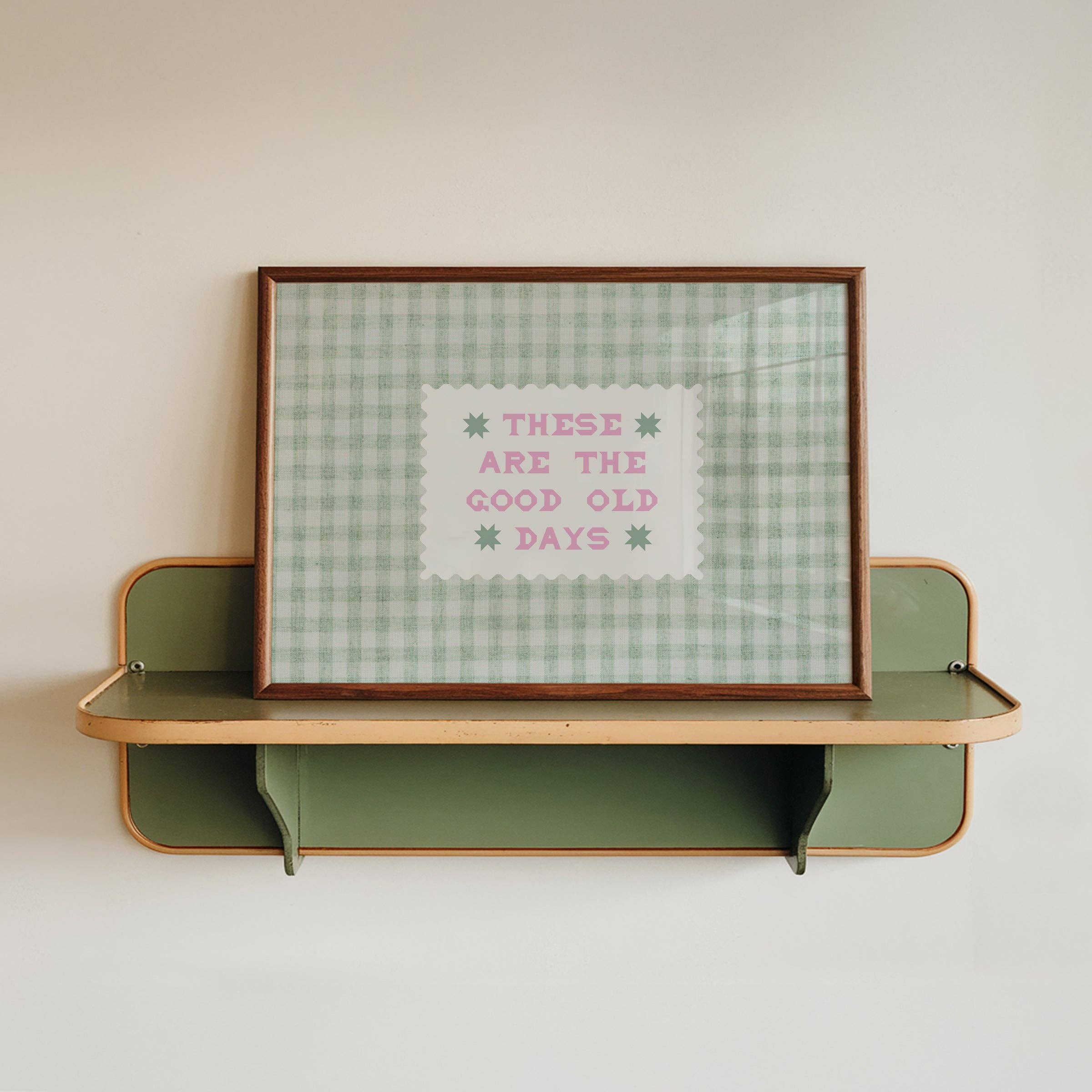 These Are The Good Old Days Gingham Print: Brown / Unframed / A4