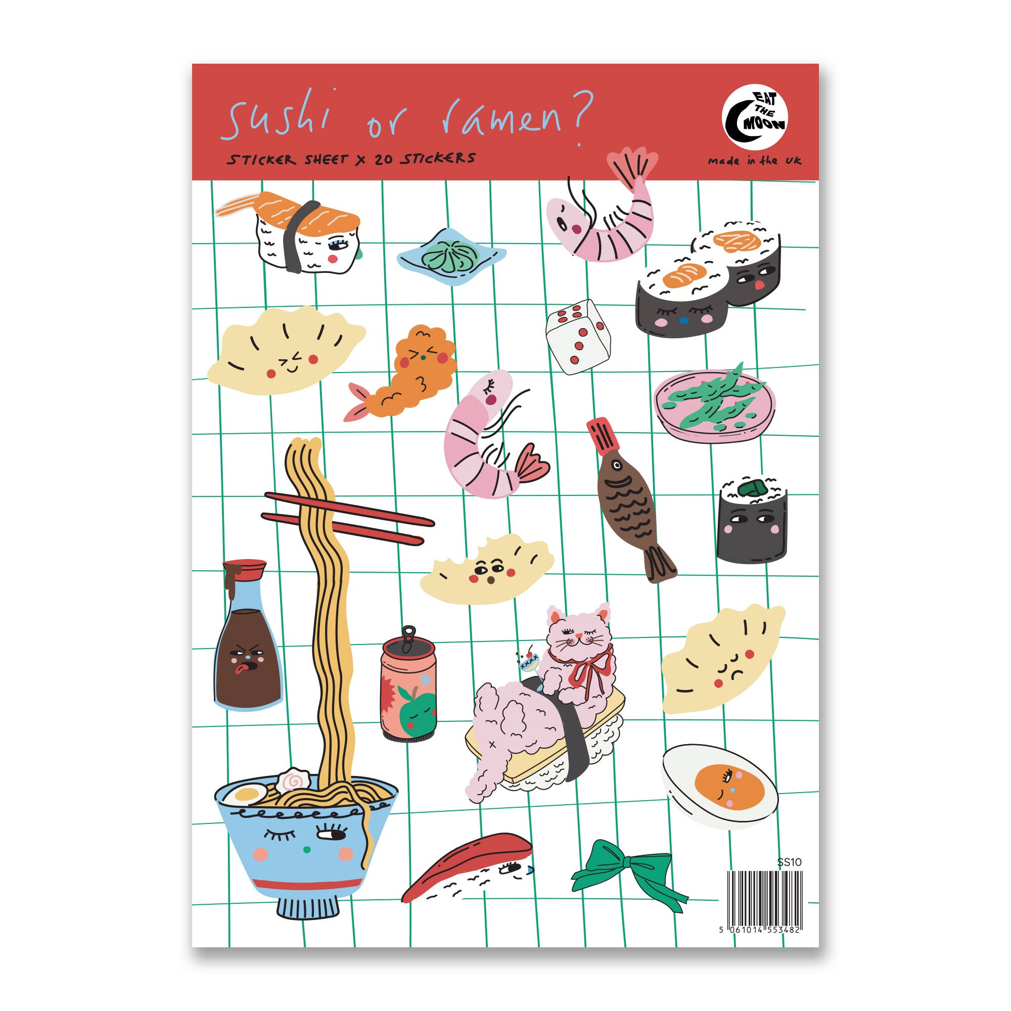 Eat The Moon A6 Sticker Sheet -  Sushi or Ramen