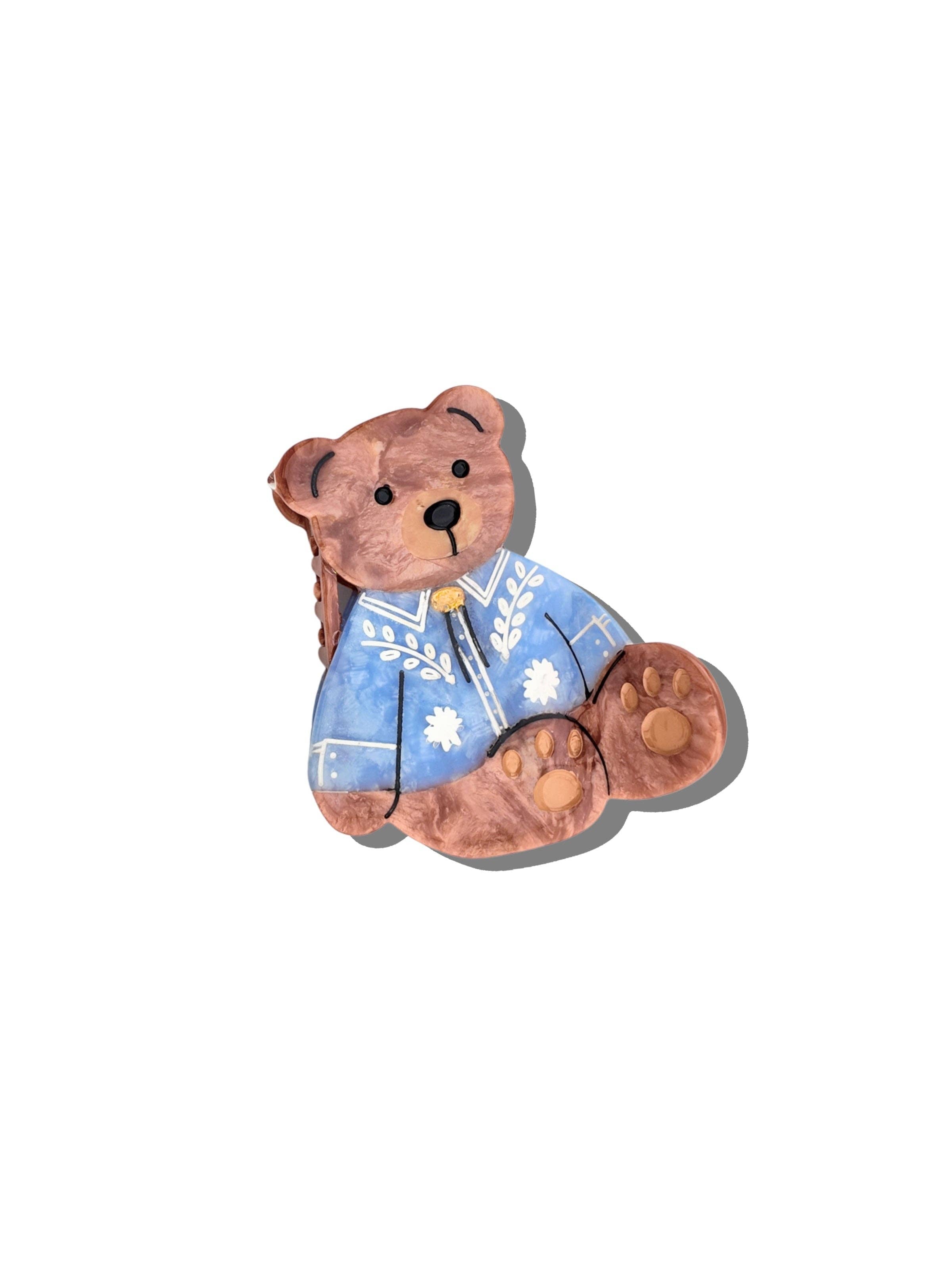 Hand-painted Hair Claw Clip | Cowboy Teddy Bear | Eco Friendly