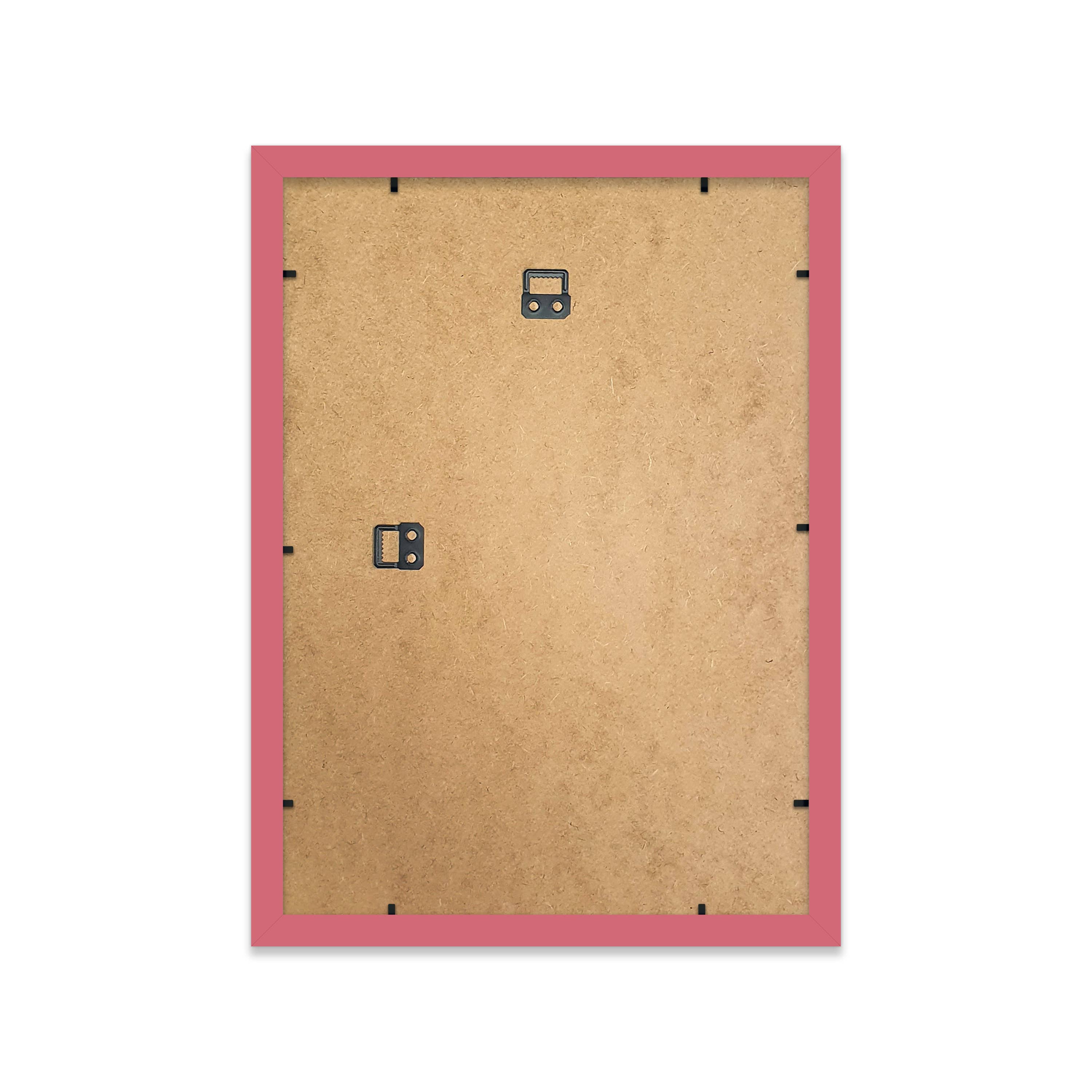 Pink A3 picture frame back with wall hooks — lightweight pink frame for prints
