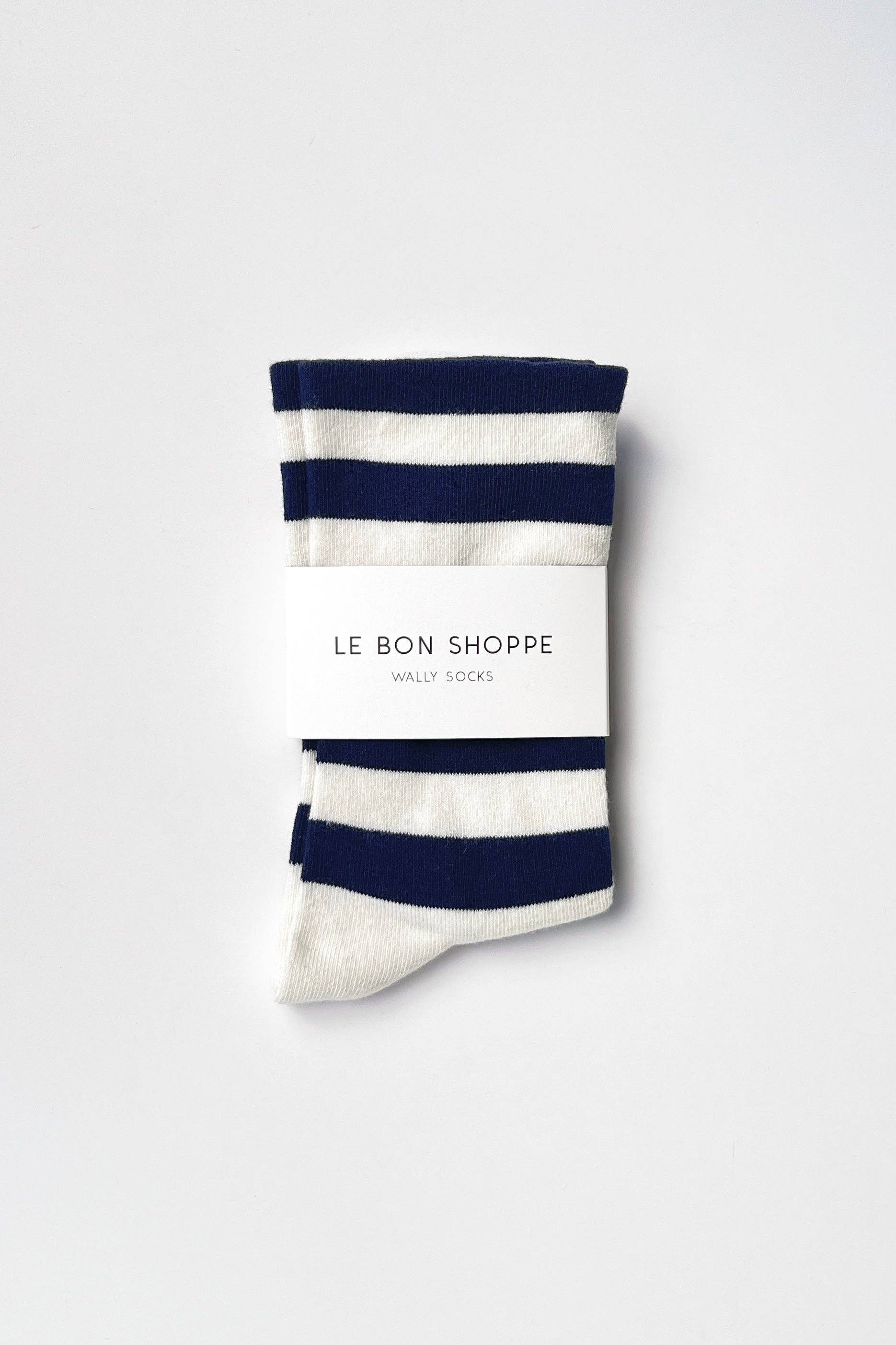 Le Bon Shoppe Wide Wally Socks - Navy Stripe