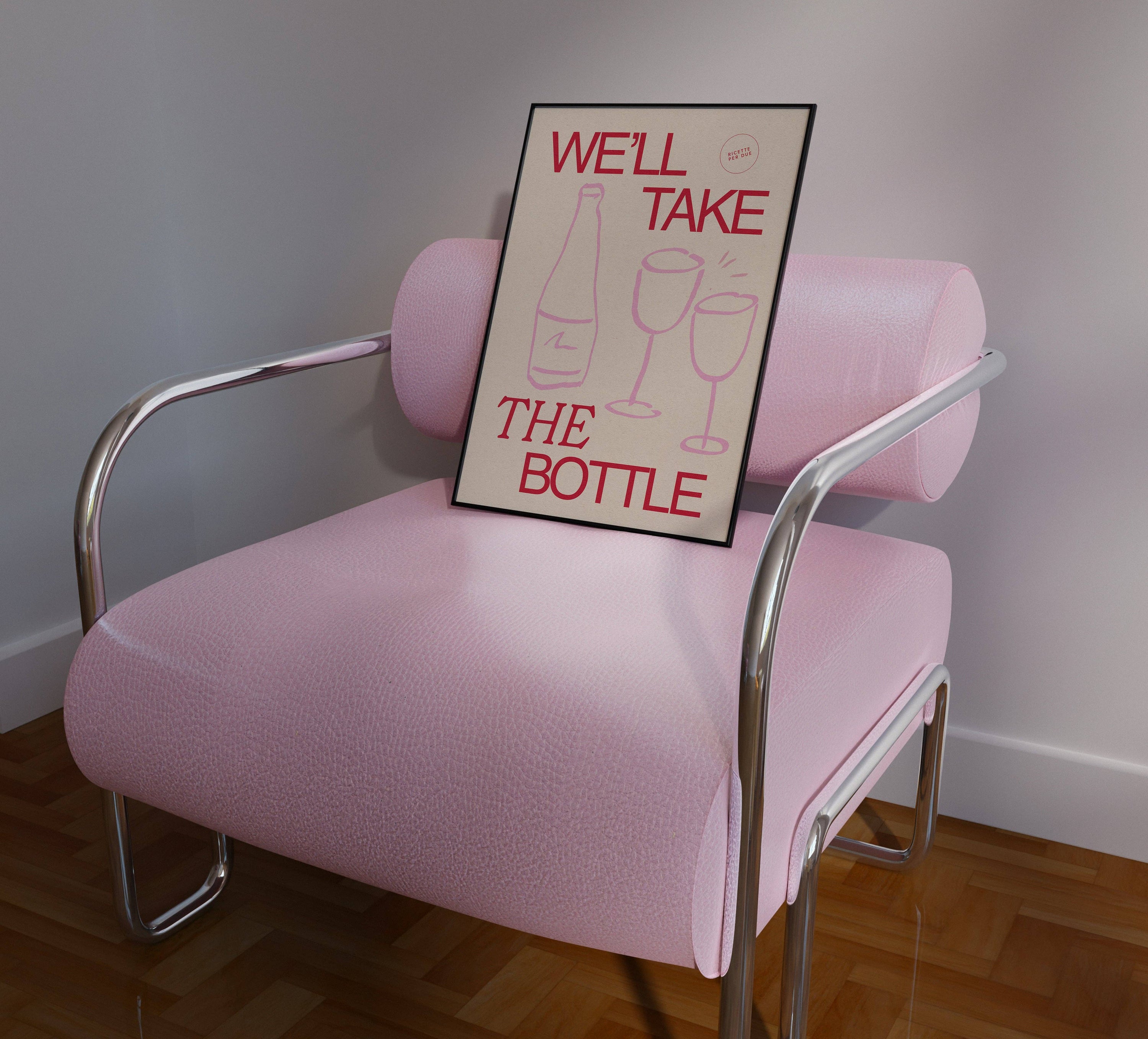 Wine Quote print red A3 detail