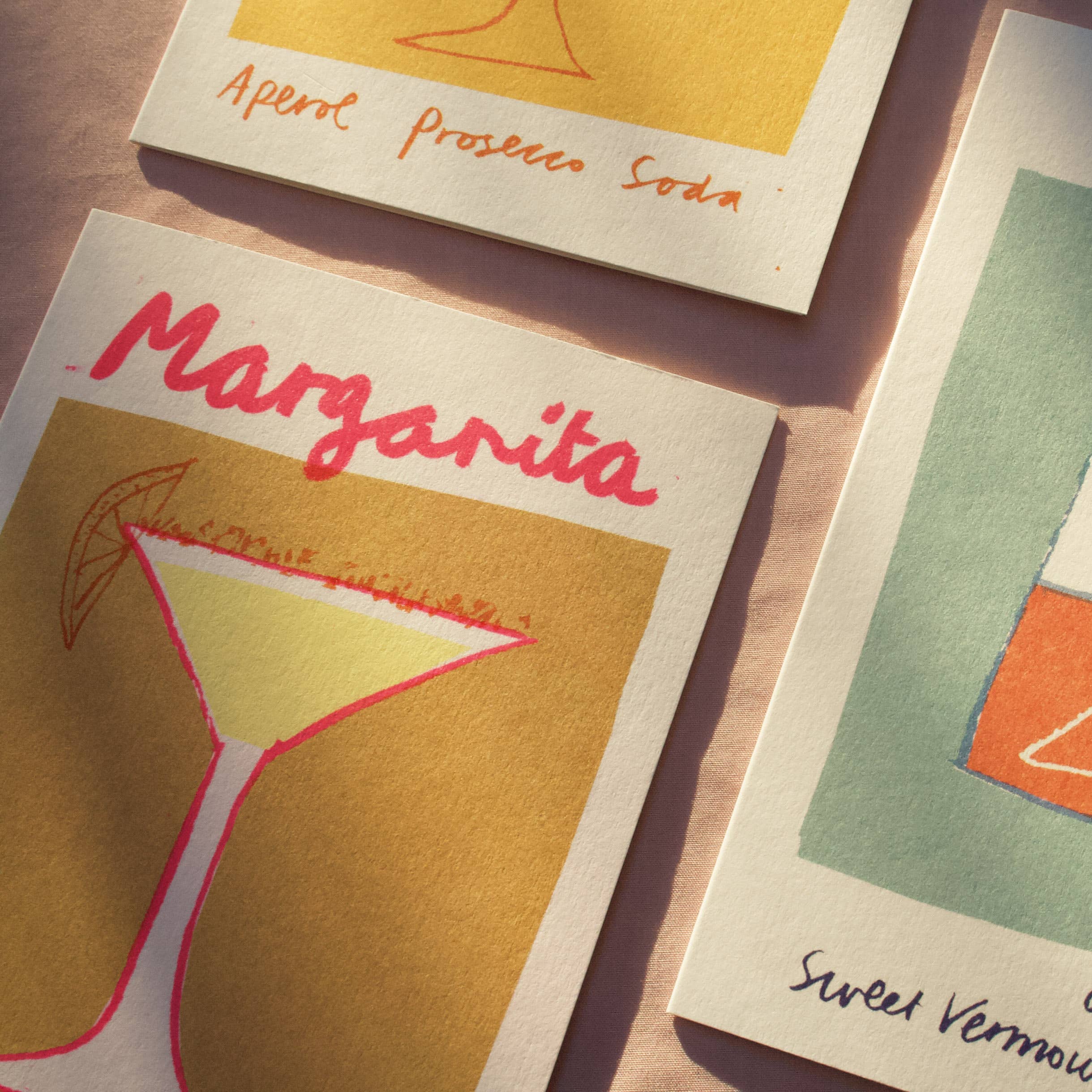 Margarita | Cocktail Card | Colourful | Neon Pink: Without Bio Cello