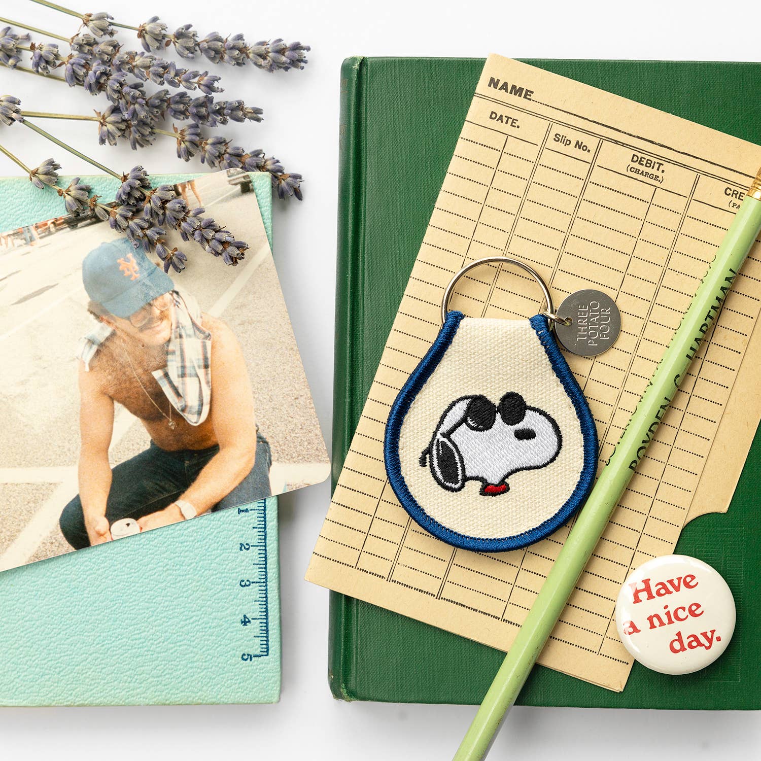 3P4 x Peanuts® - Joe Cool Patch Keychain - Three Potato Four Modern Love Store Glasgow