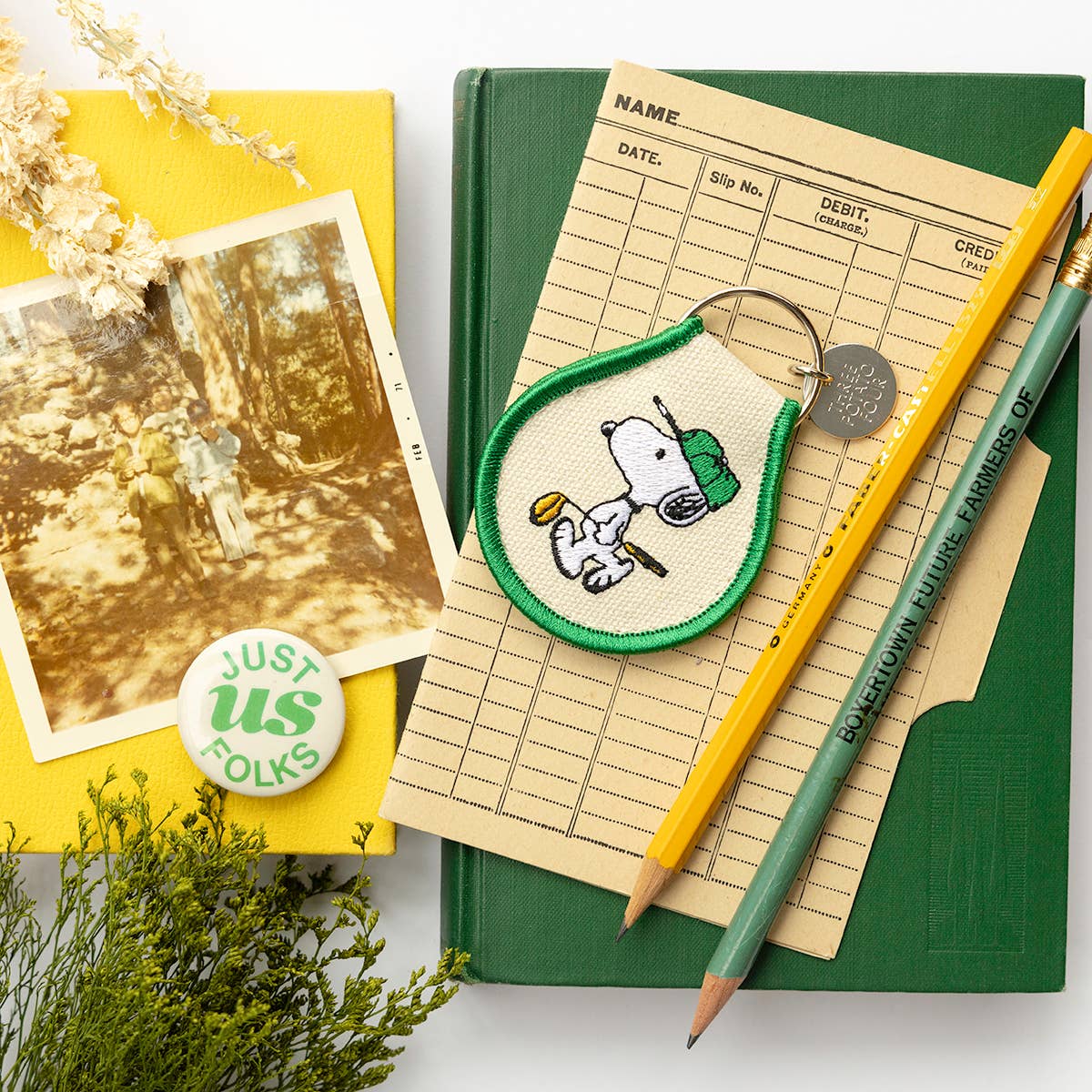 3P4 x Peanuts® - Snoopy Golf Patch Keychain - Three Potato Four Modern Love Store Glasgow