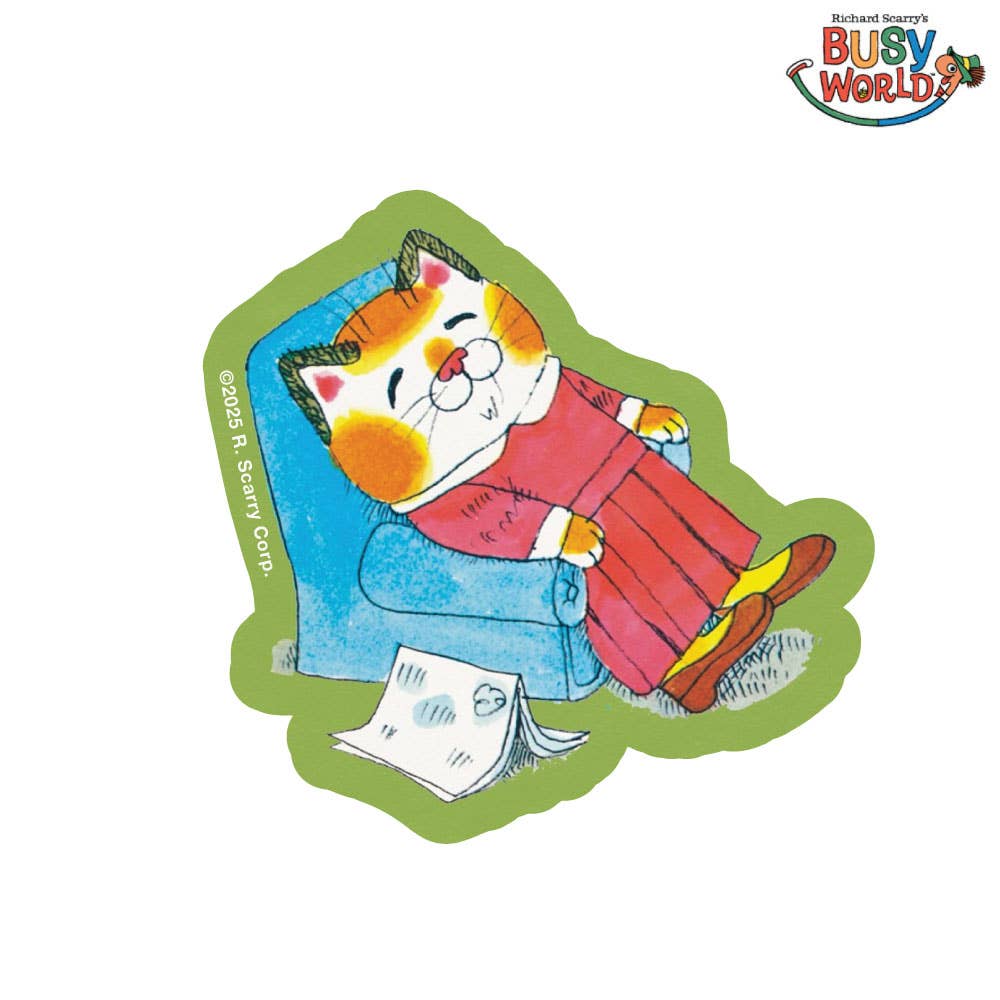 3P4 x Richard Scarry® - Sally Cat Lounging Sticker - Three Potato Four Modern Love Store Glasgow