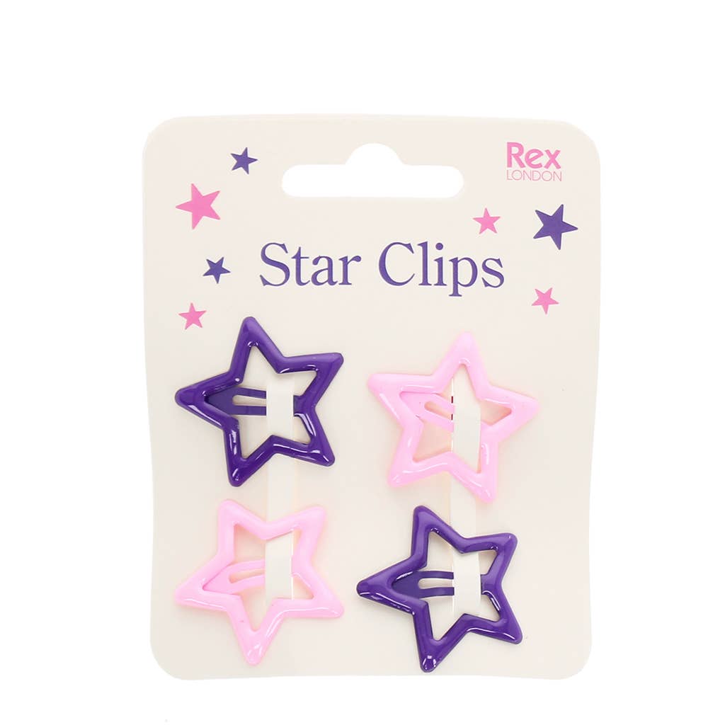 Star hair clips (set of 4) - Pink and purple